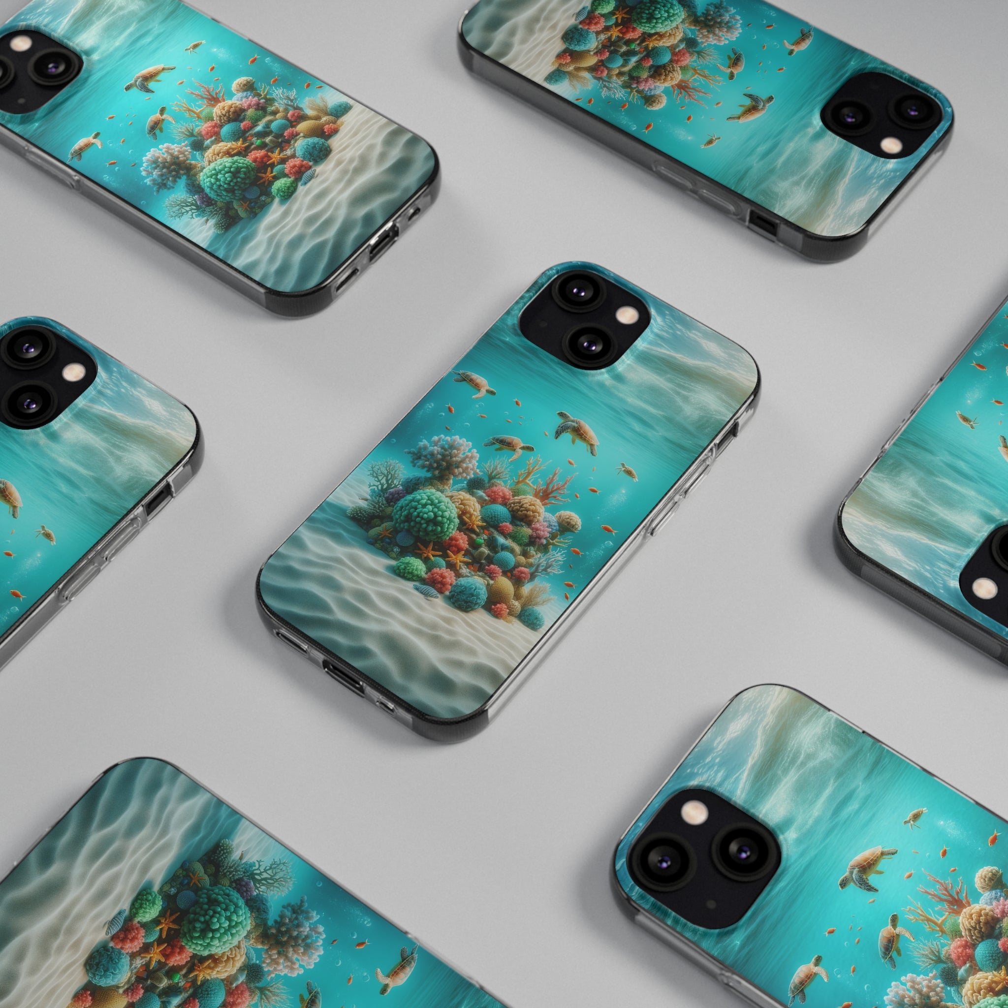 Turtles on coral reef - Soft Phone Case