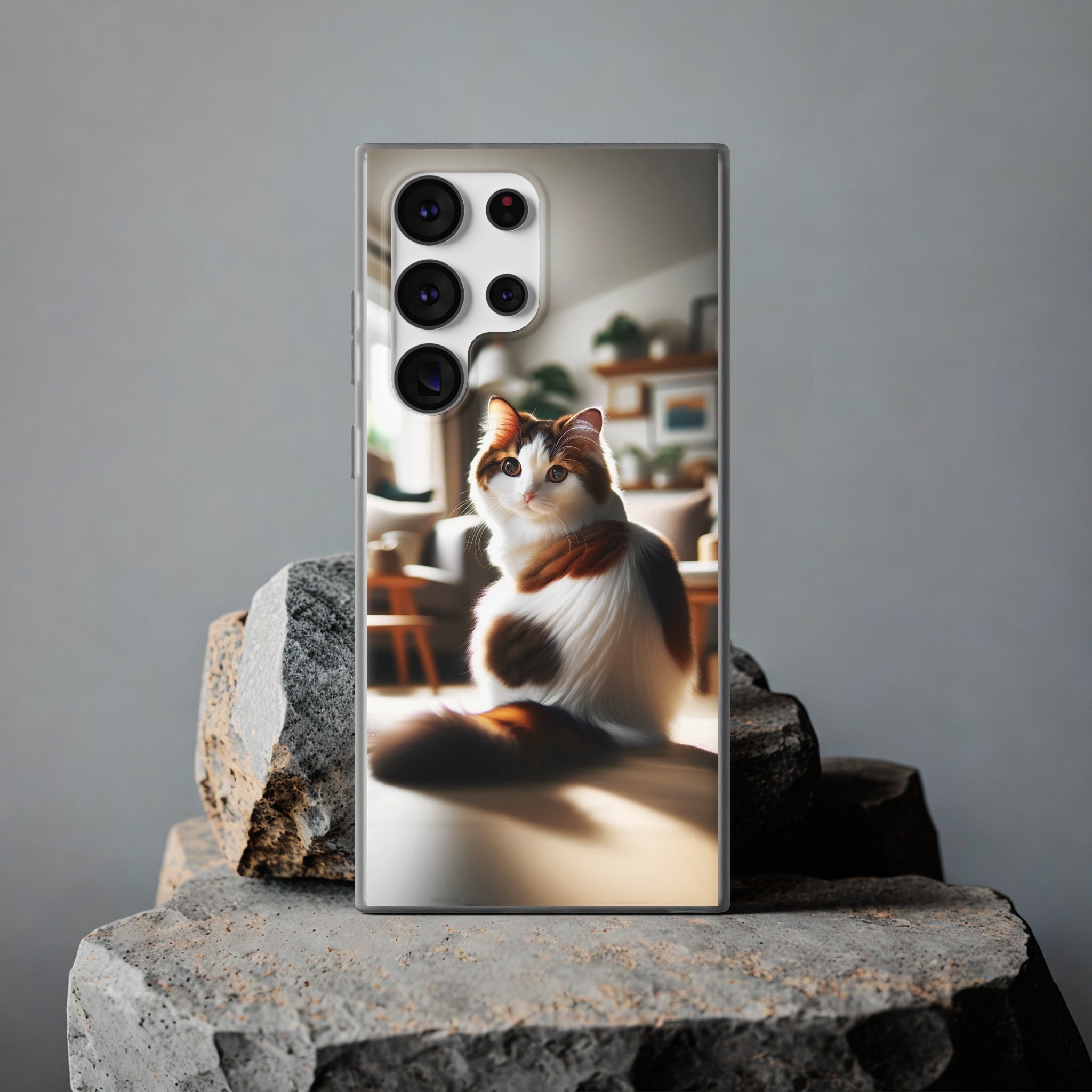 Curious, white-brown cat - Flexi Case (Samsung only)