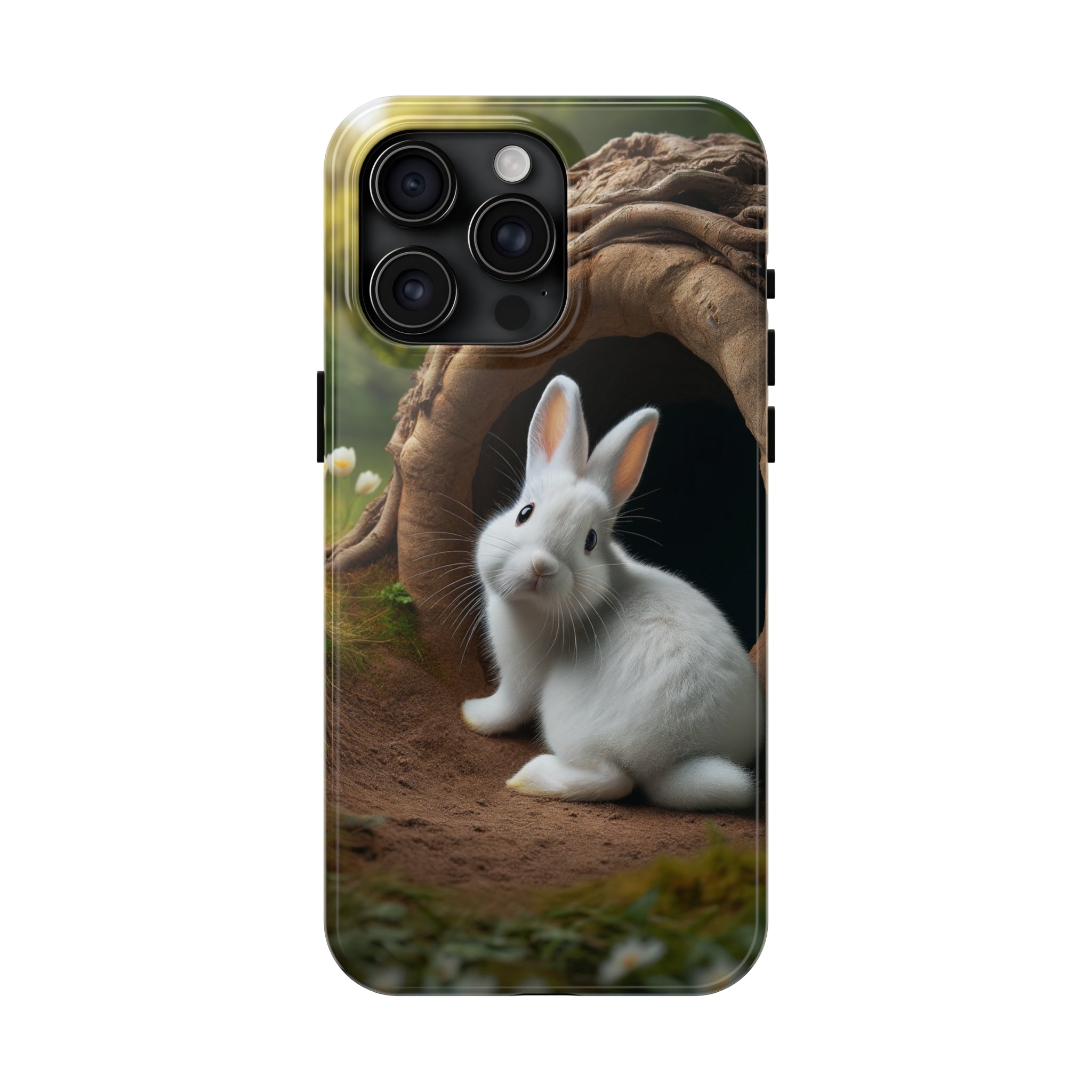 White curious rabbit - Tough Phone Case