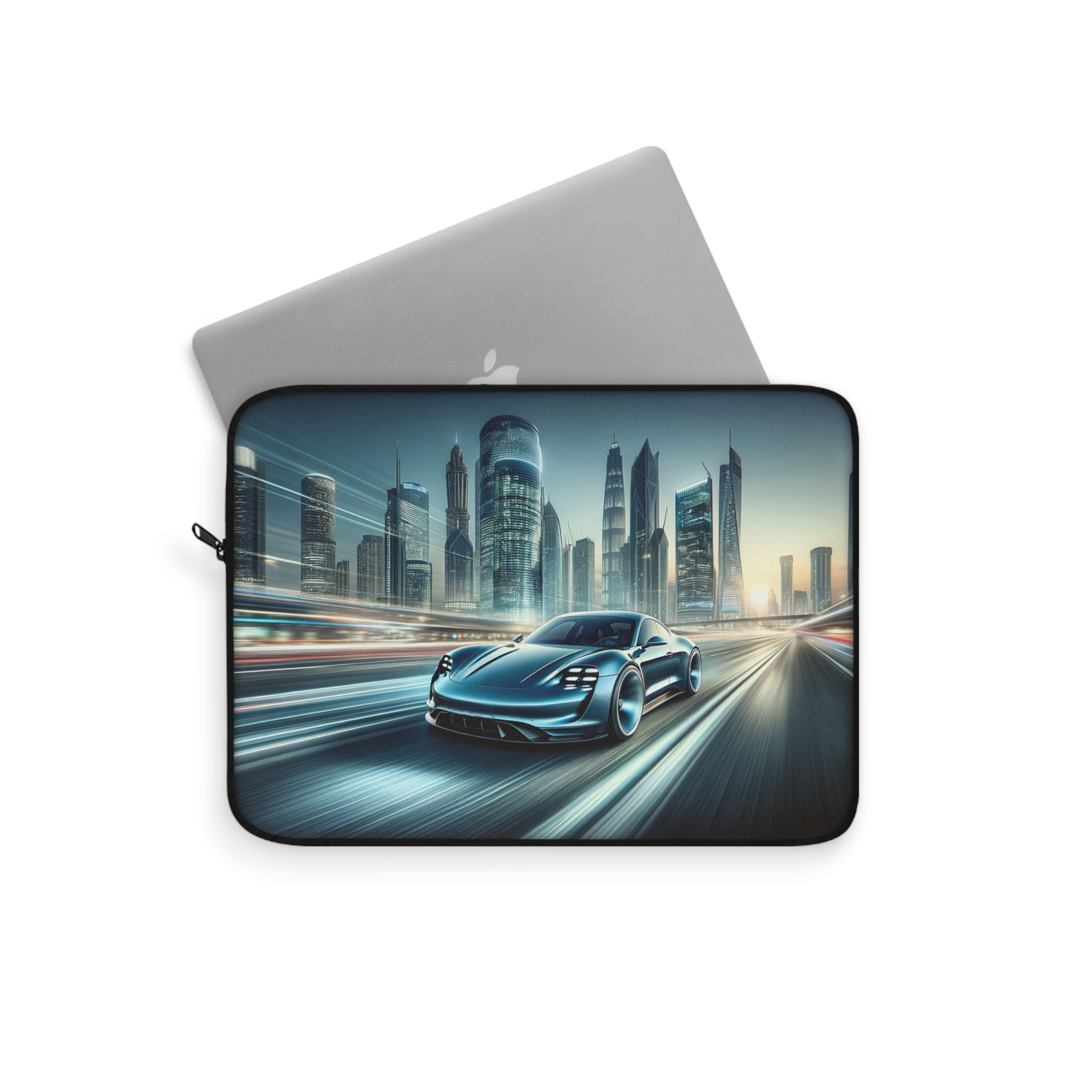 Blue car on the road - Laptop Sleeve