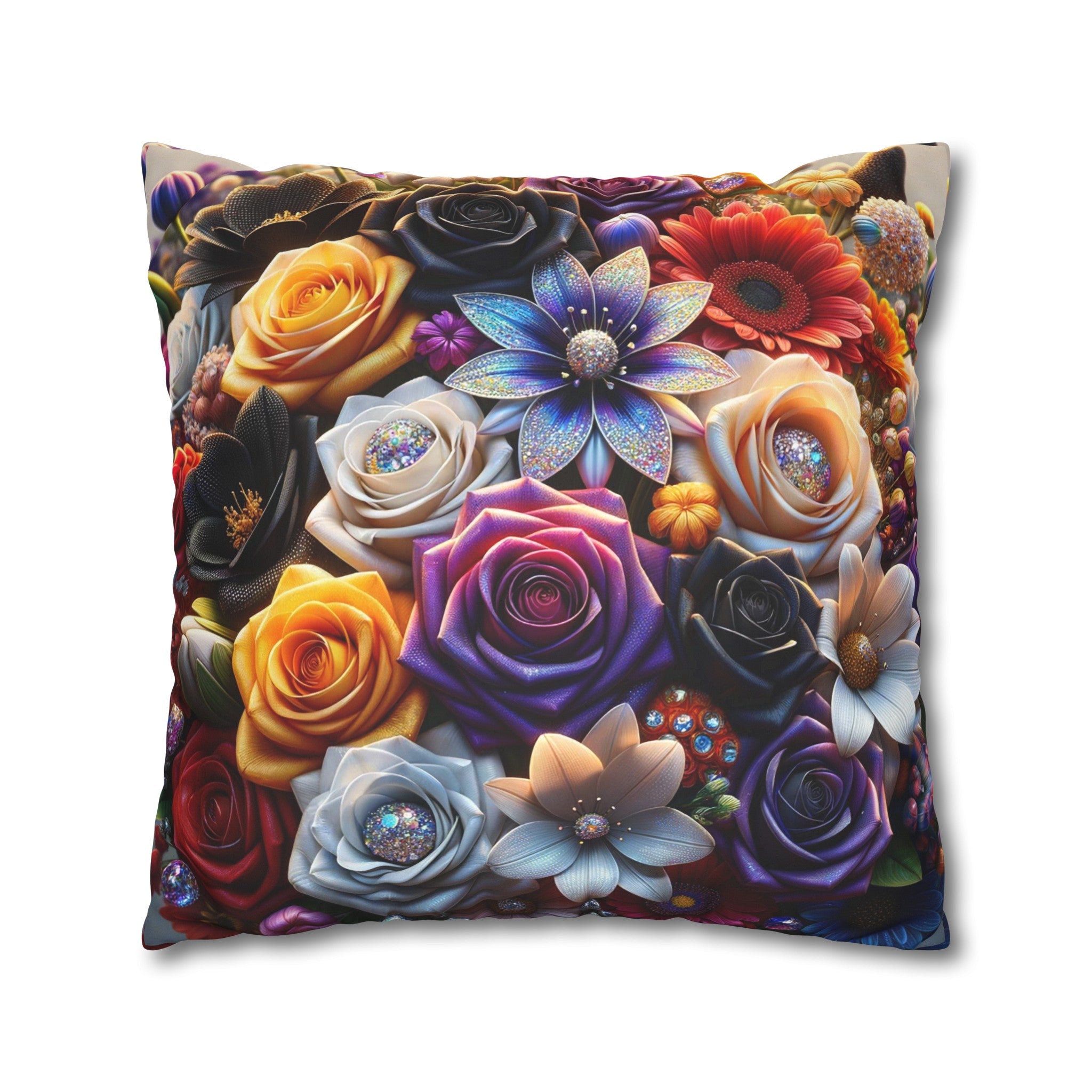 Colourful Bouquet (4) - Suede Square Pillowcase