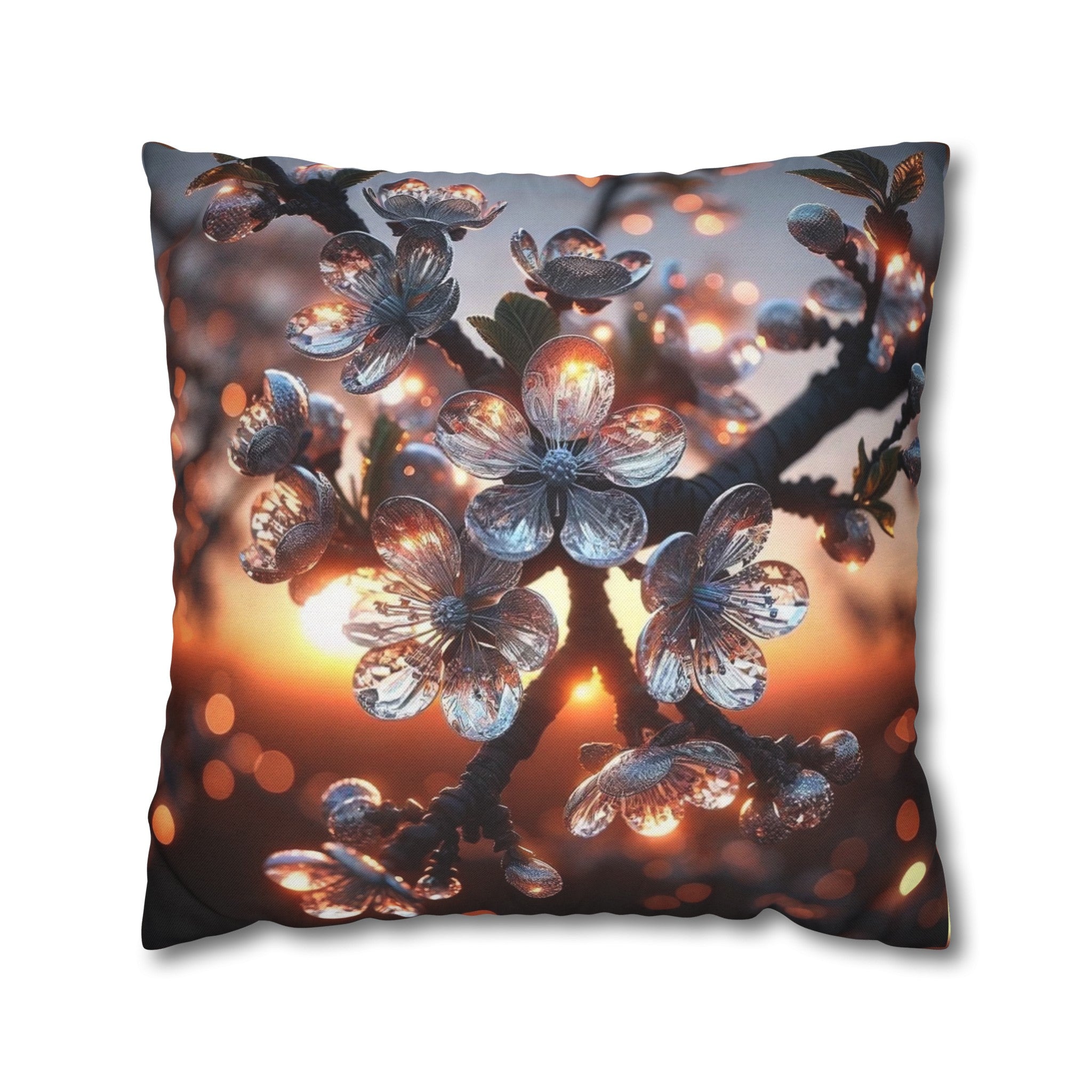 White diamond flowers (3) - Polyester Square Pillowcase