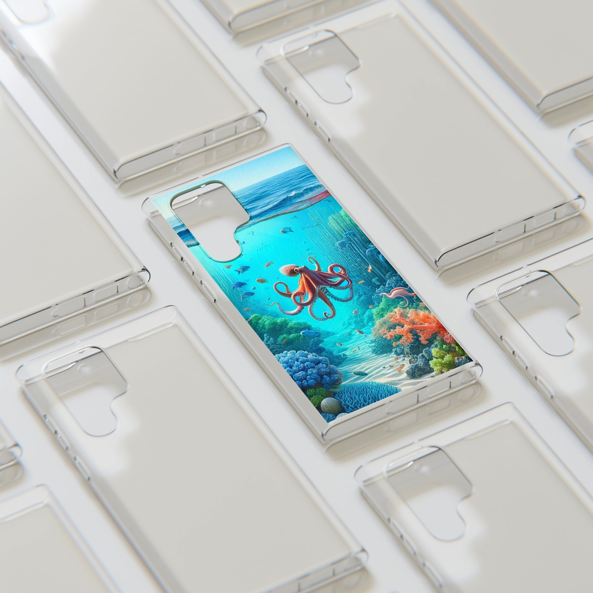 Octopus in turquoise water - Soft Phone Case