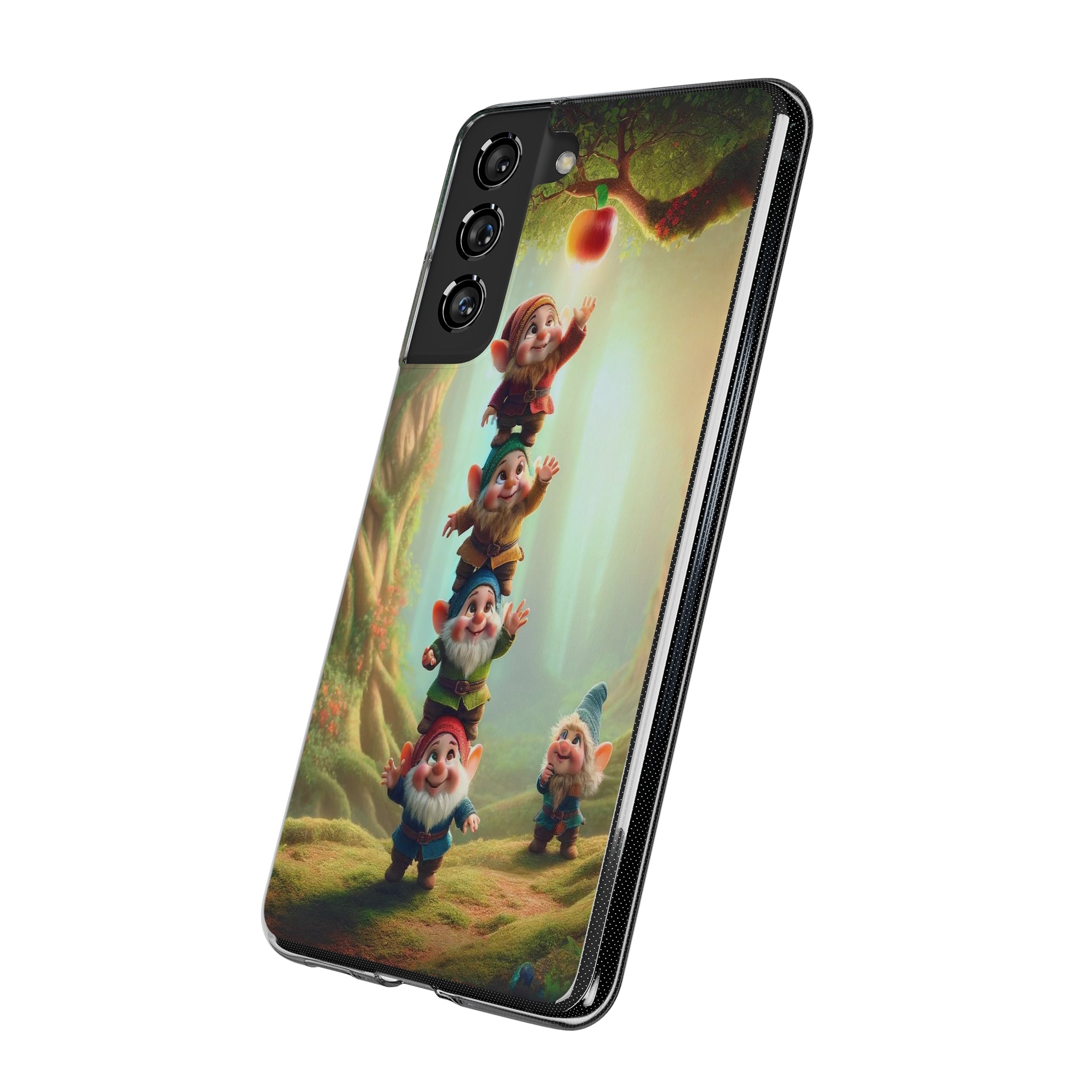 Gnomes reaching an apple - Soft Phone Case