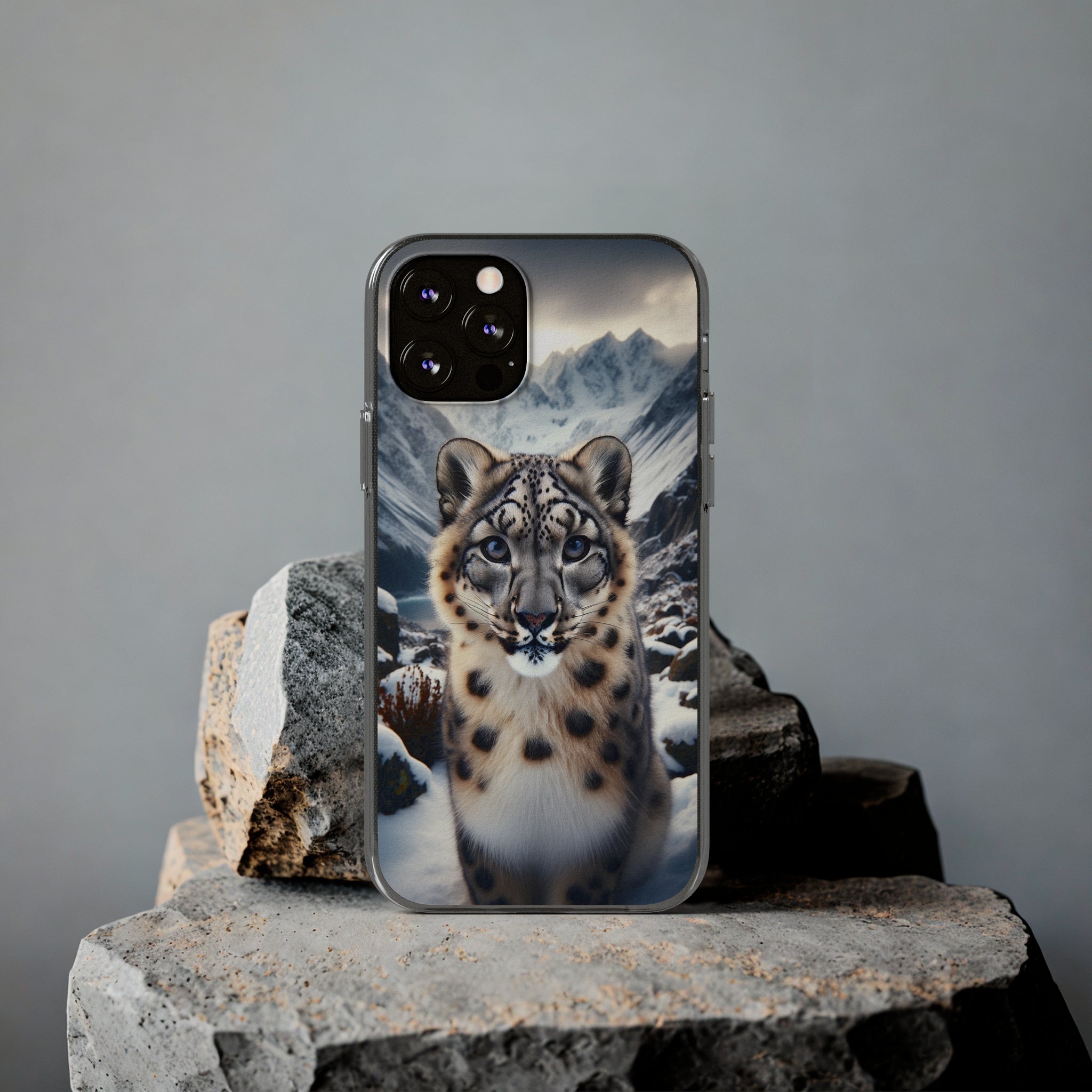 Curious Snow Leopard - Soft Phone Case