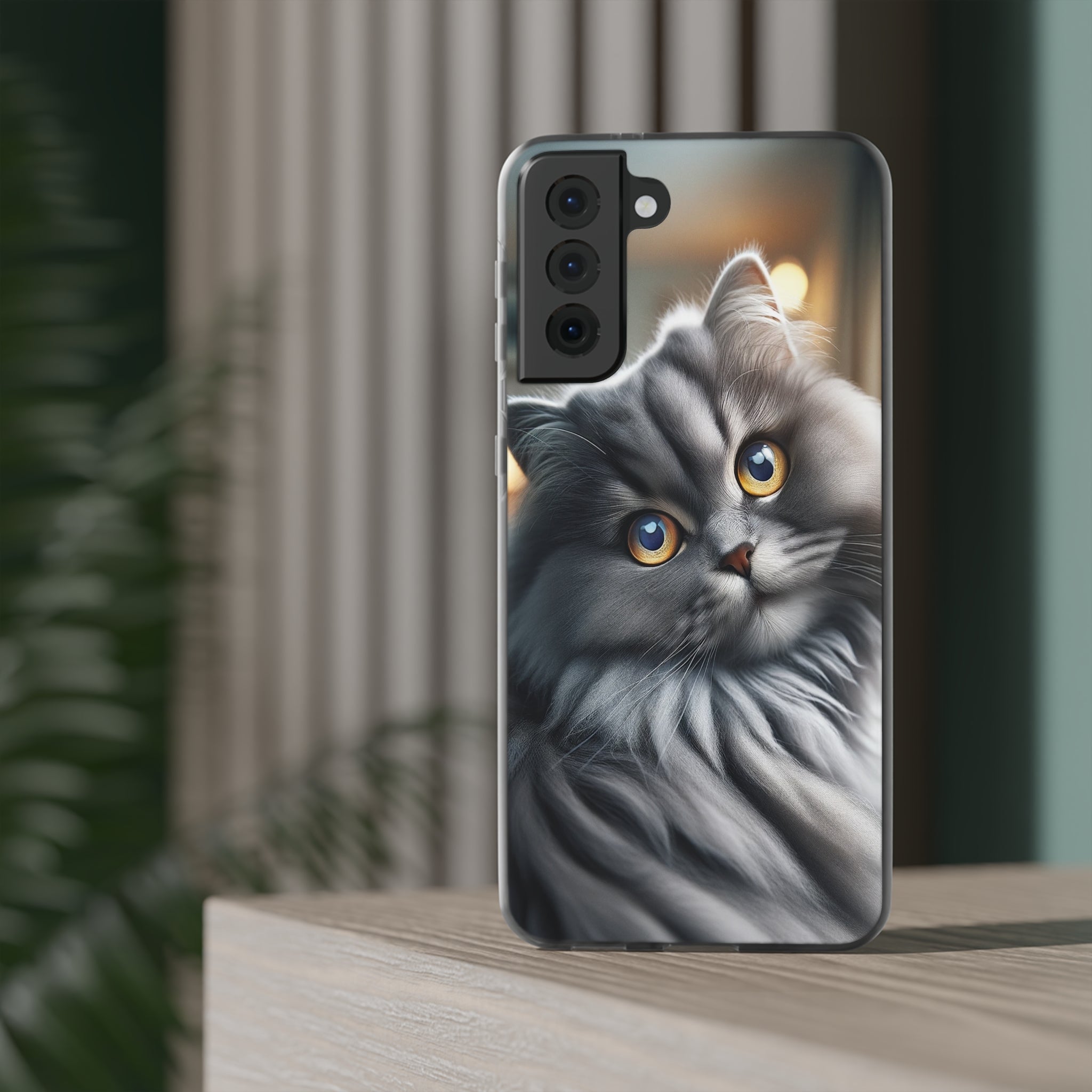 Curious, grey cat - Flexi Case (Samsung only)