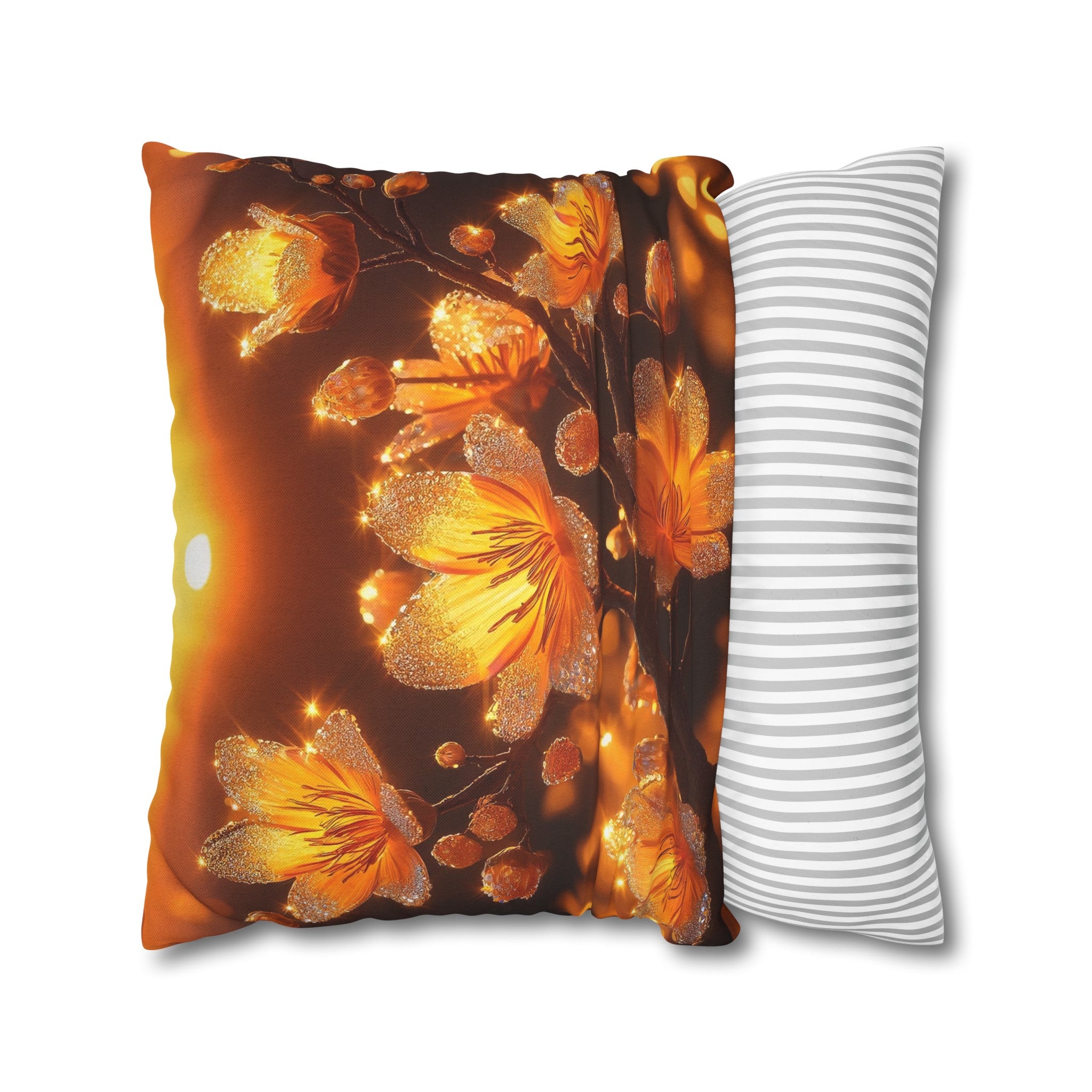 Yellow diamond flowers (3) - Polyester Square Pillowcase