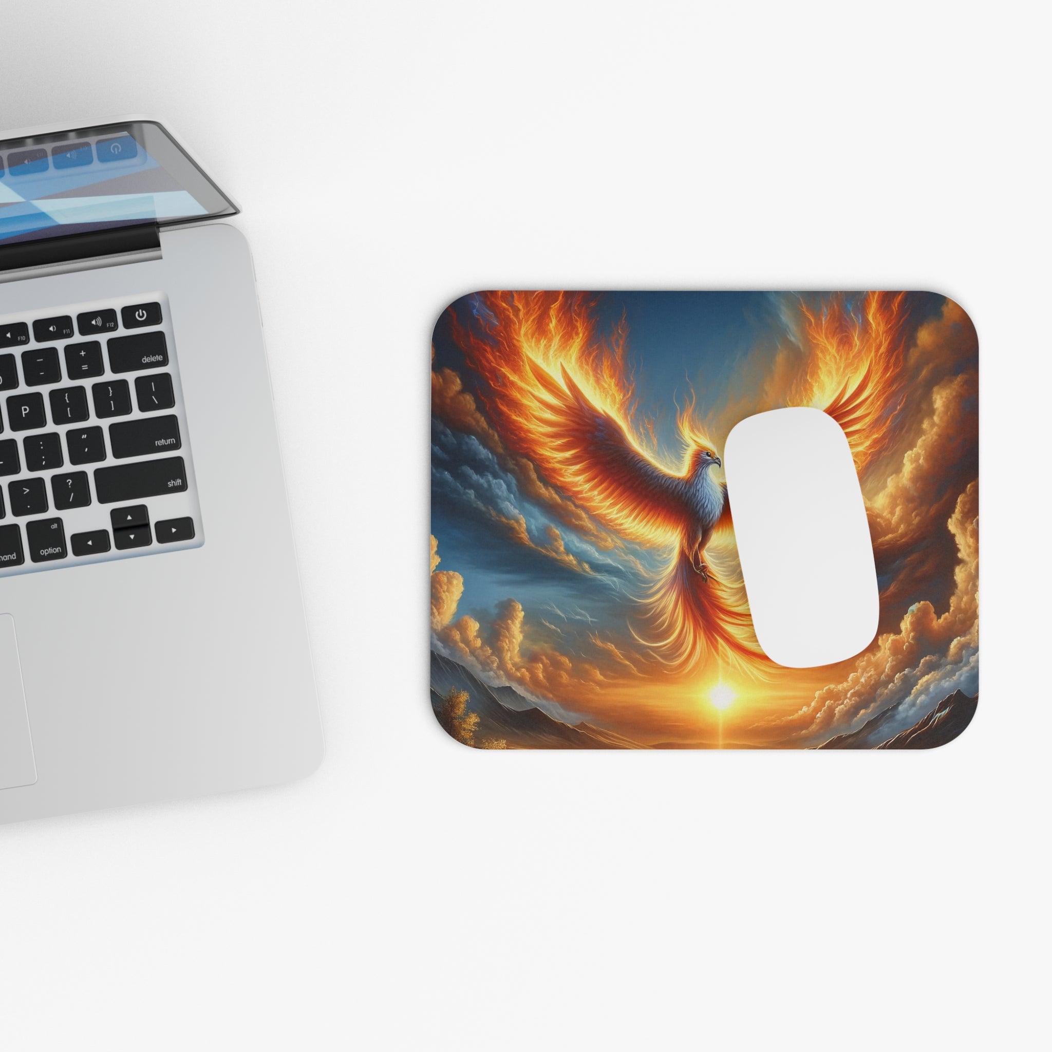 Phoenix with flamy feathers - Mouse Pad (Rectangle)