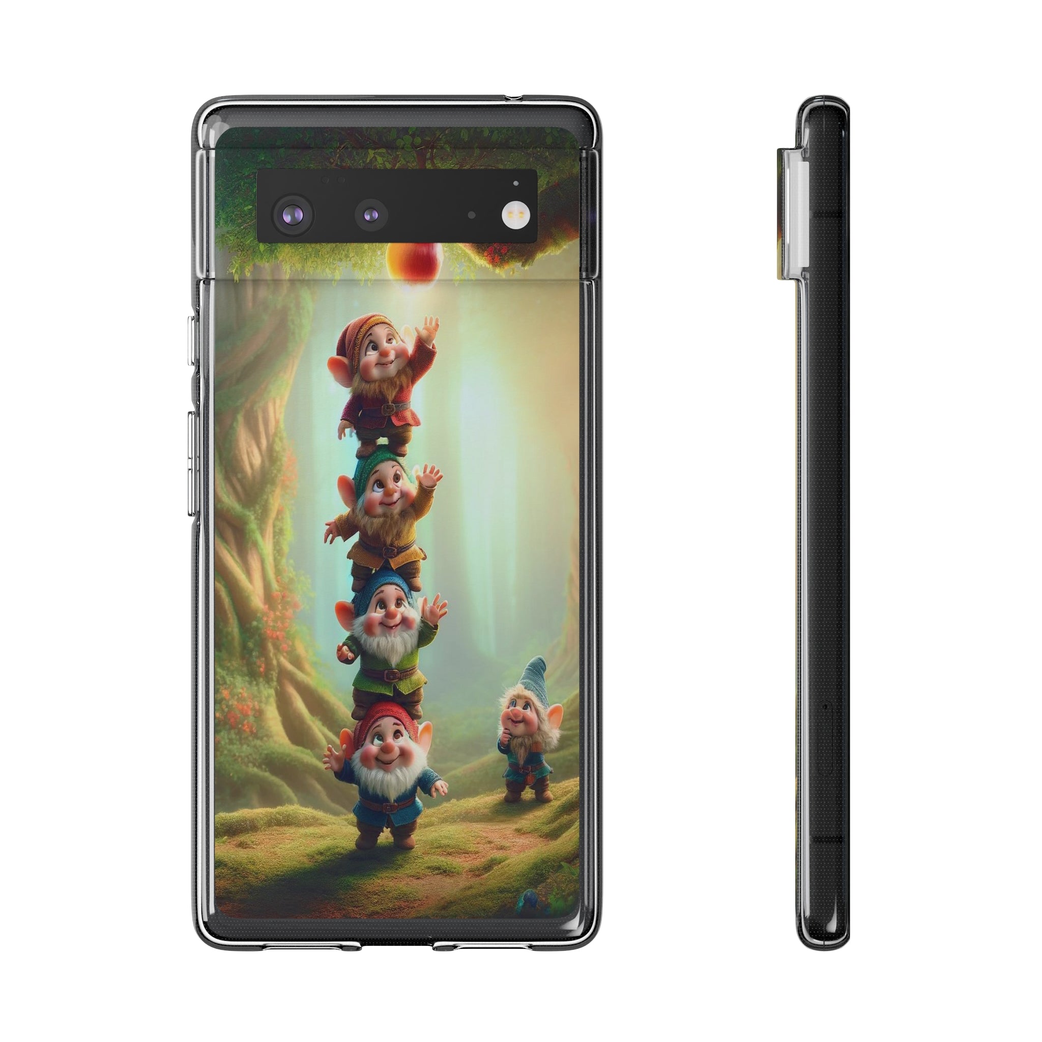 Gnomes reaching an apple - Soft Phone Case