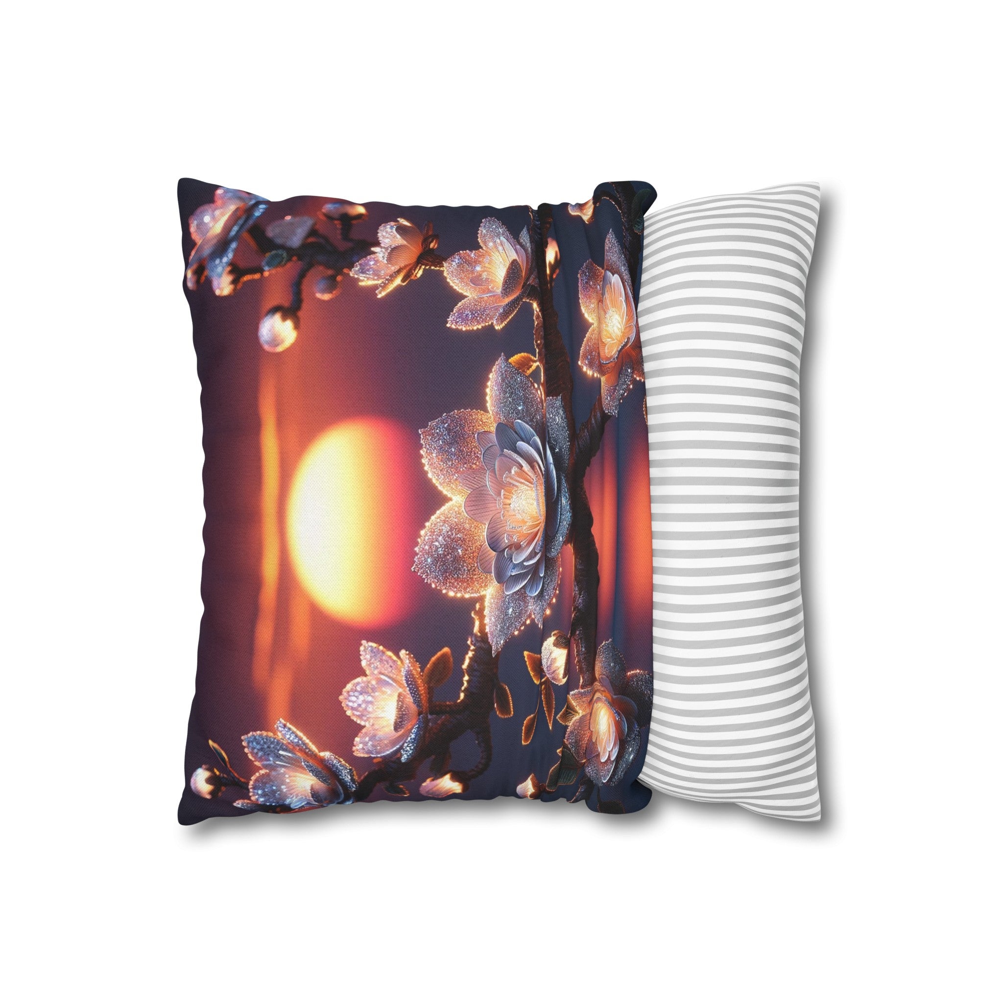 White diamond flowers (6) - Polyester Square Pillowcase