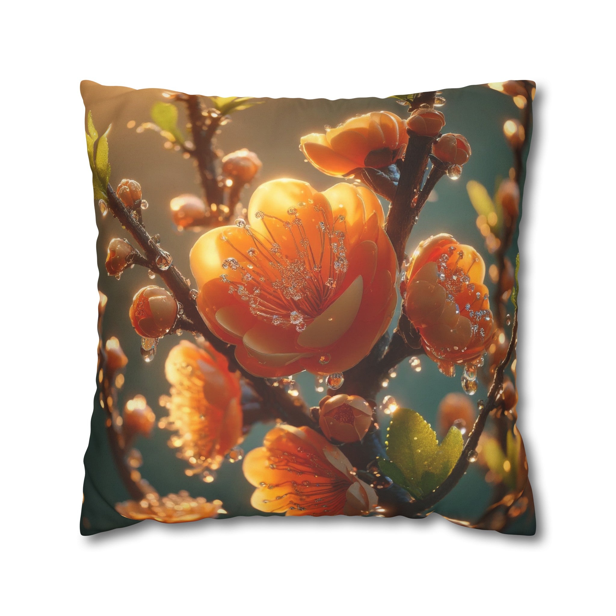 Orange diamond flowers (2) - Suede Square Pillowcase