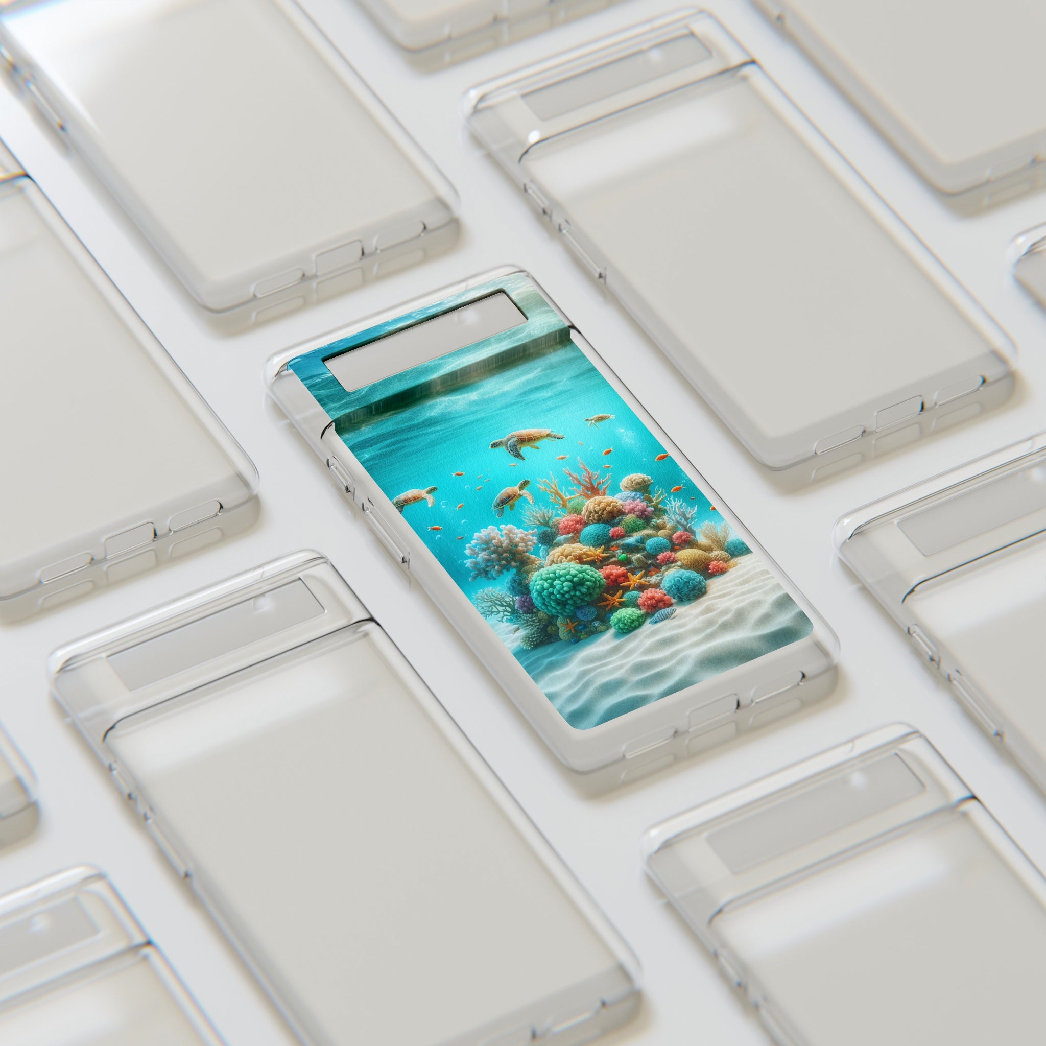 Turtles on coral reef - Soft Phone Case