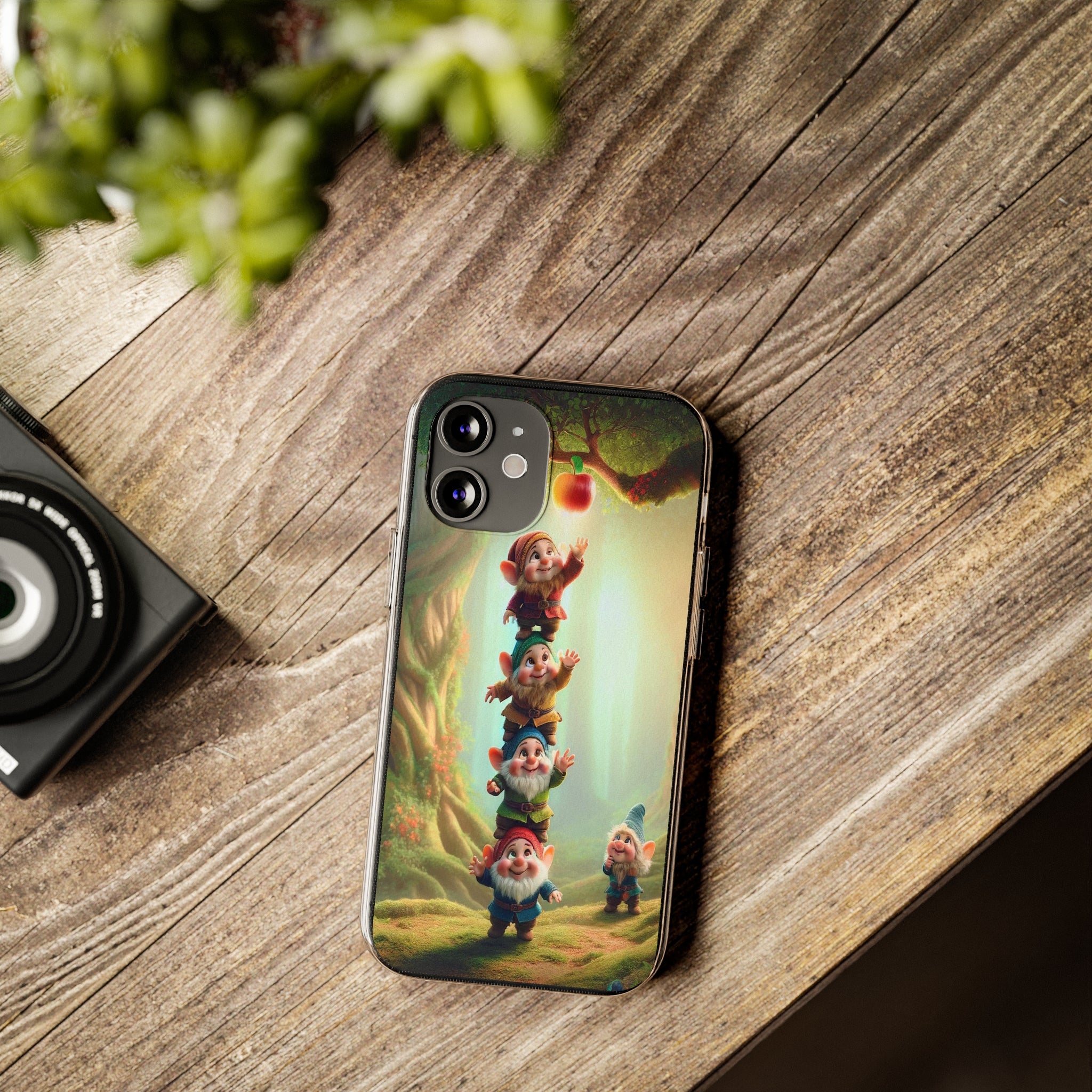 Gnomes reaching an apple - Soft Phone Case