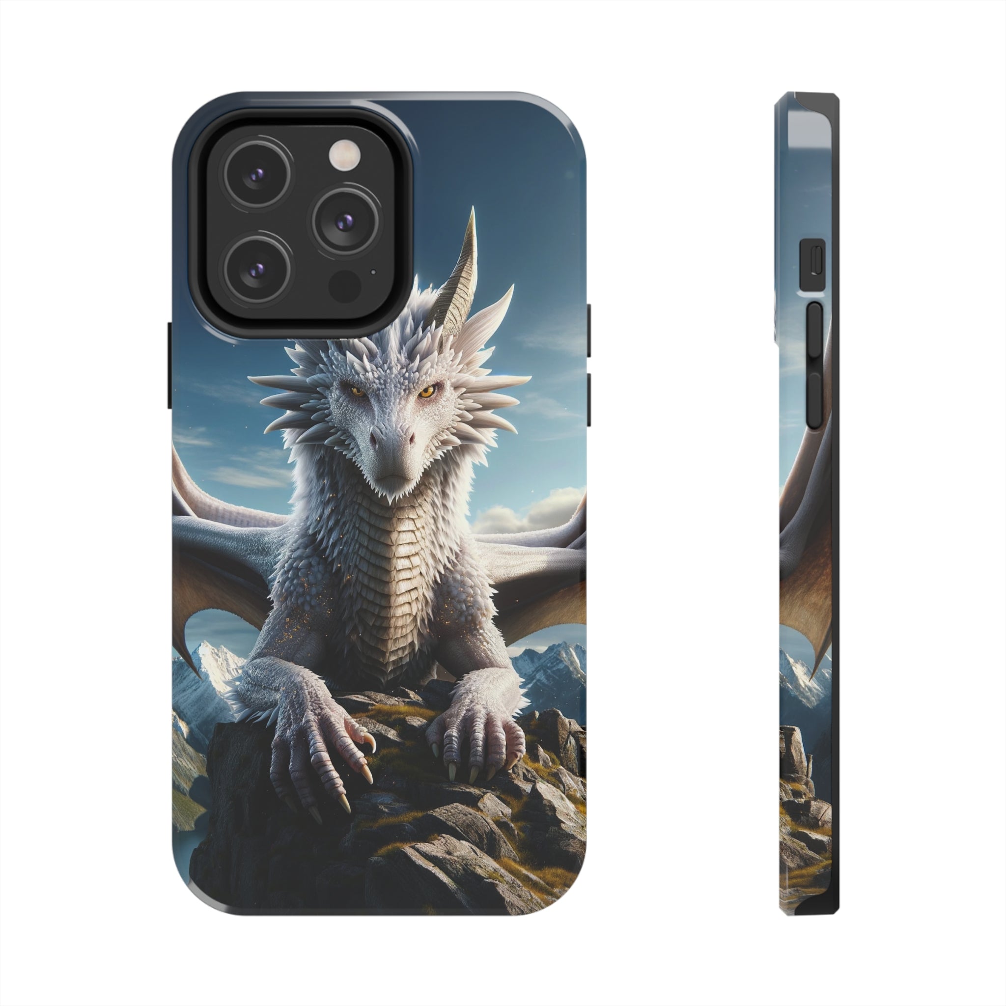 White dragon on a rock - Tough Phone Case