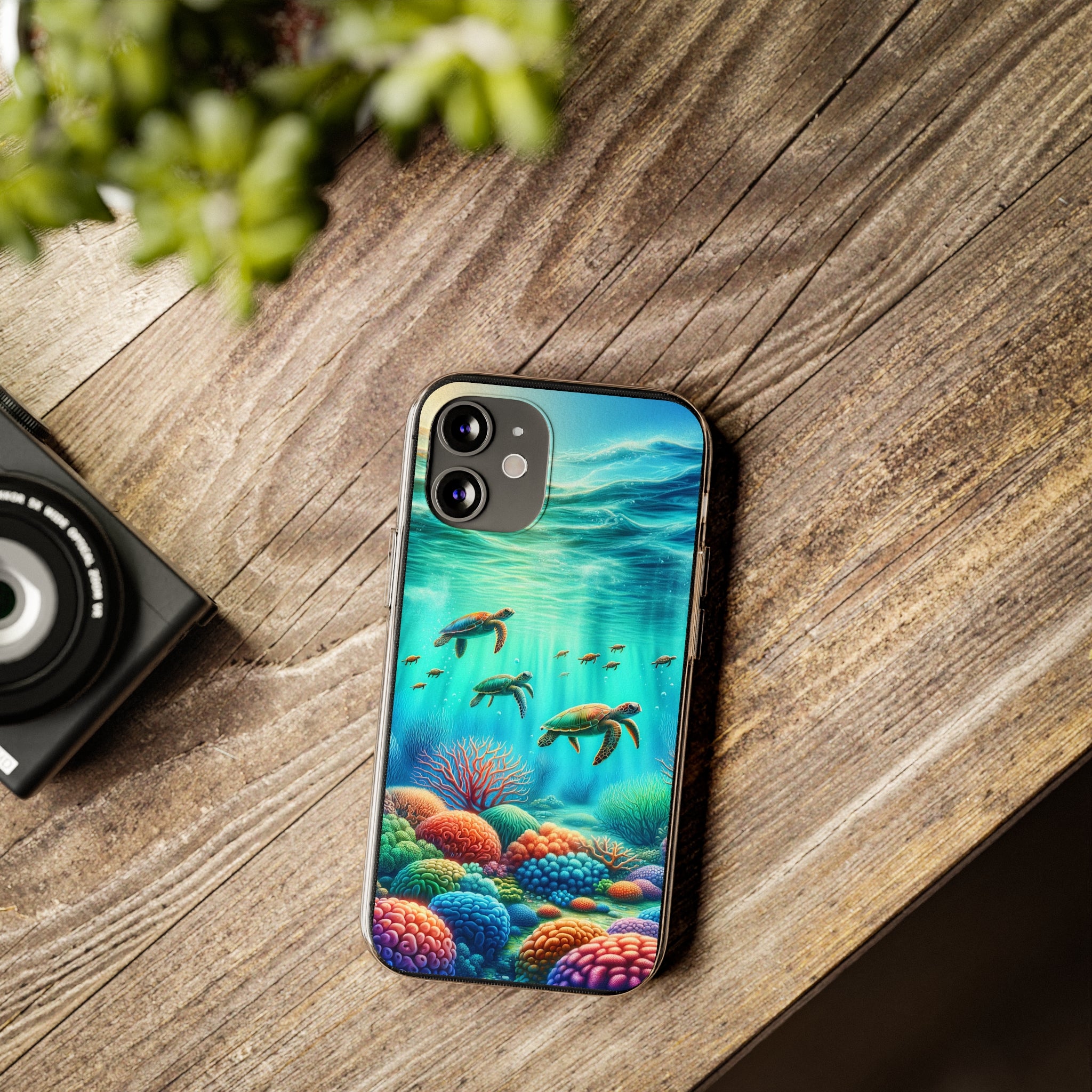 Turtles and coral reef - Soft Phone Case