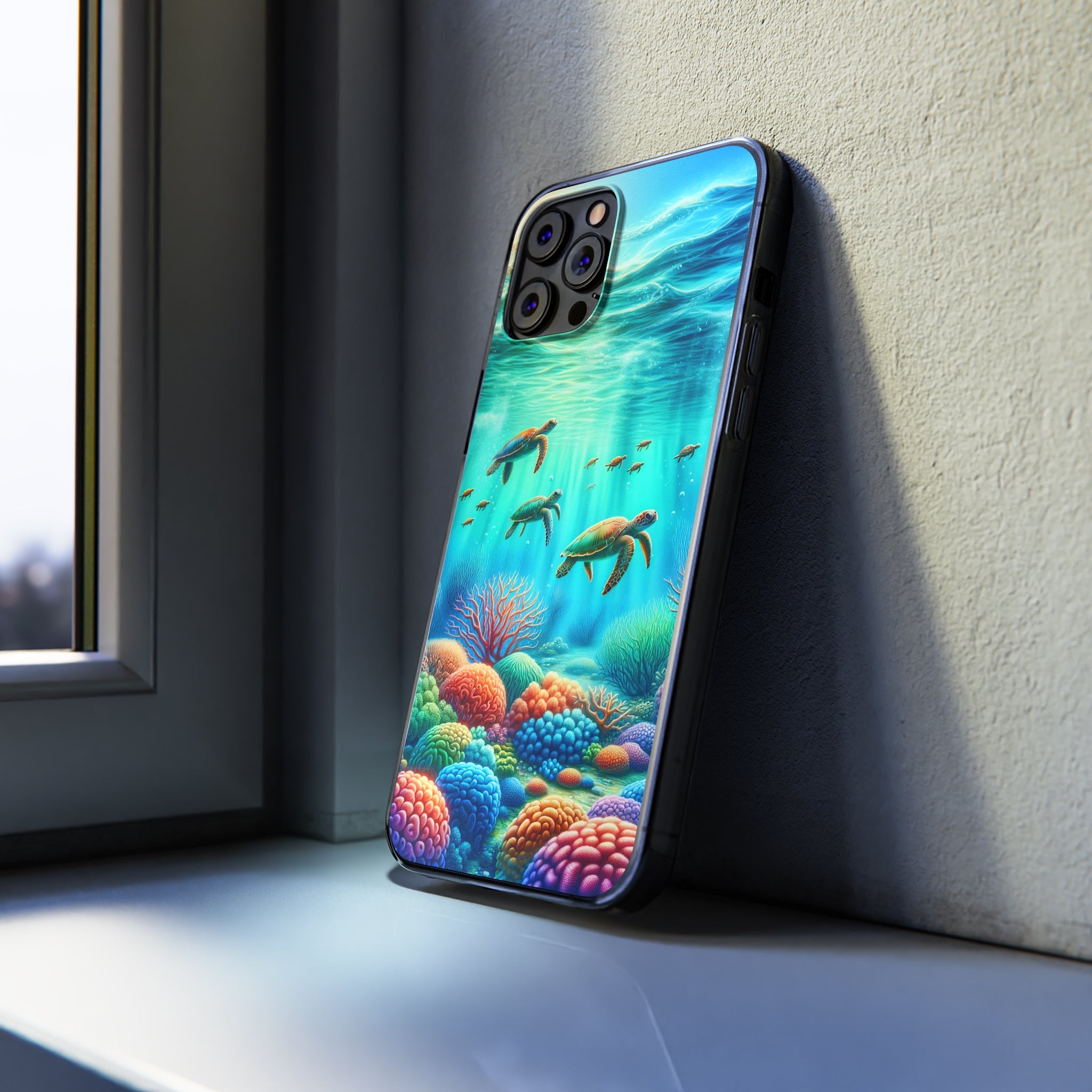 Turtles and coral reef - Soft Phone Case