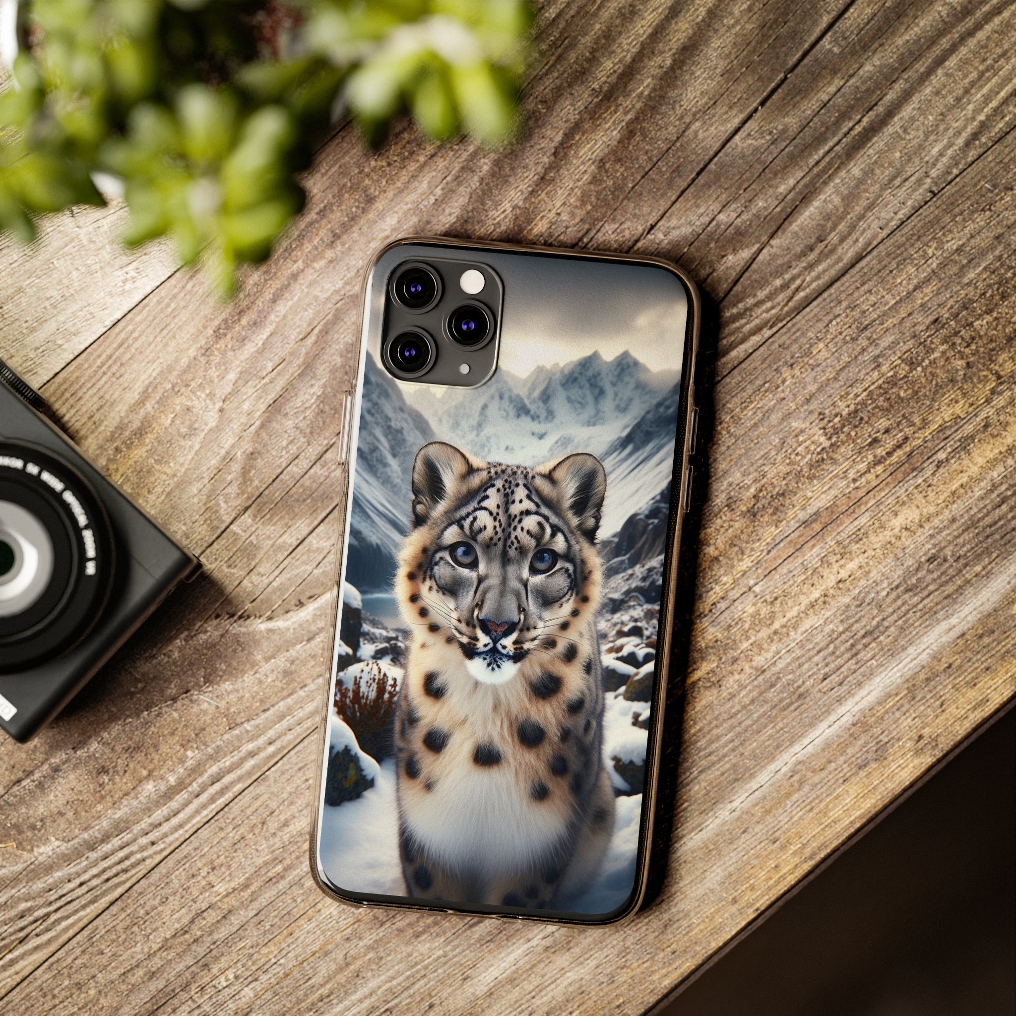 Curious Snow Leopard - Soft Phone Case