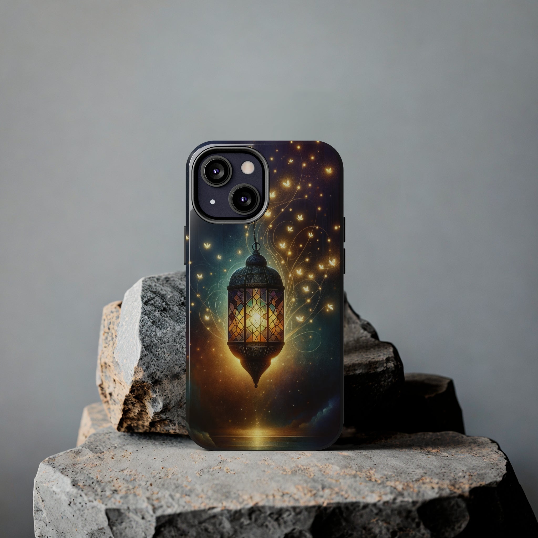 Fireflies around lamp - Tough Phone Case