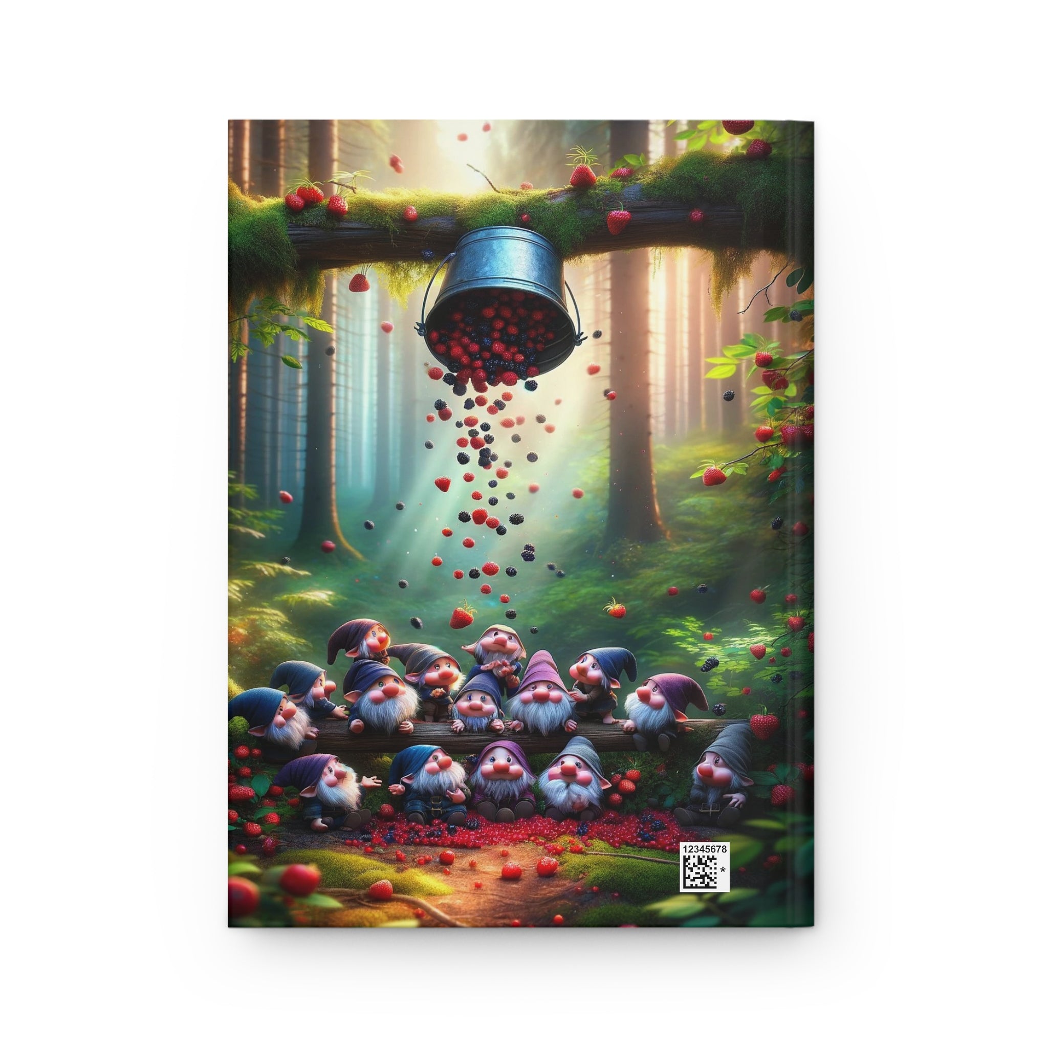 A fruit basket falling down on gnomes - Hardcover Notebook