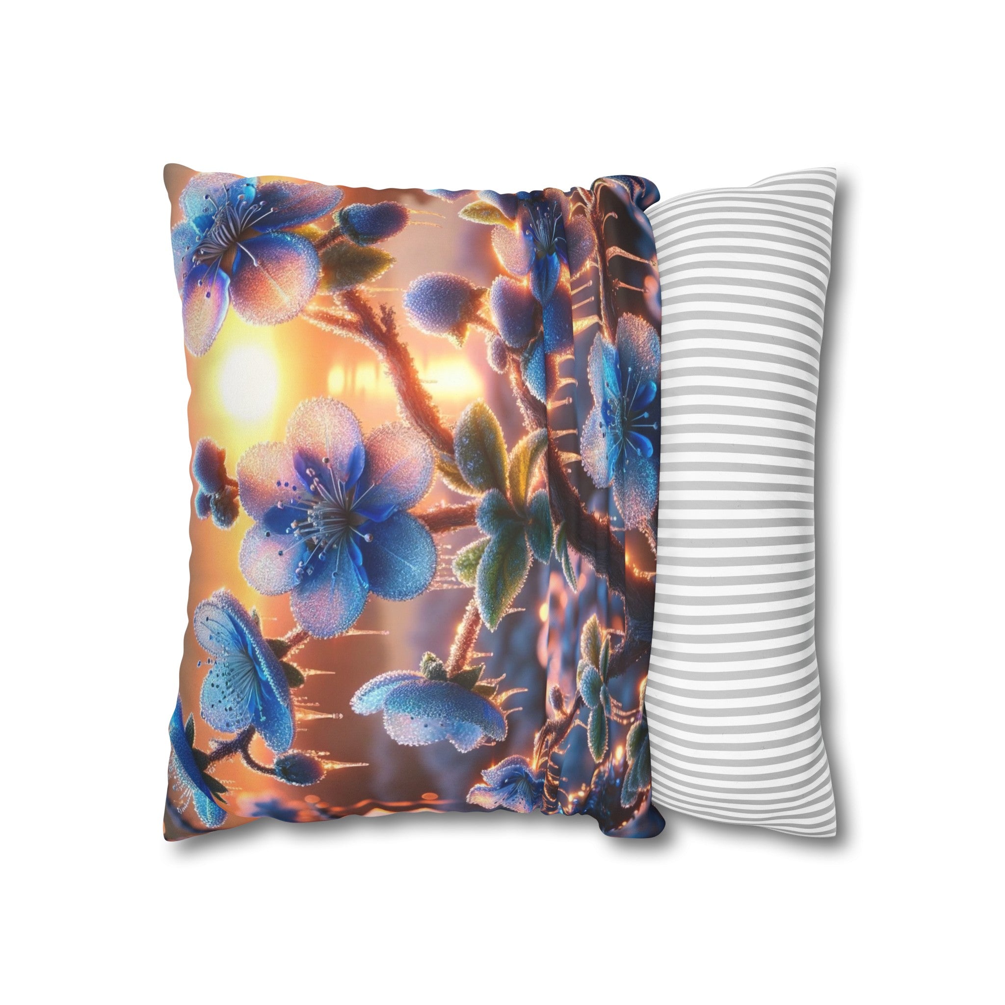 Blue,diamond flowers (1) - Suede Square Pillowcase