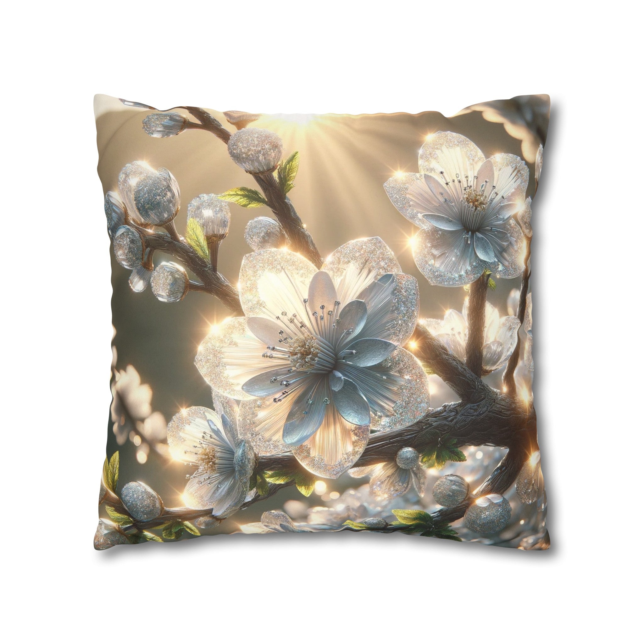 White, diamond flowers (2) - Suede Square Pillowcase