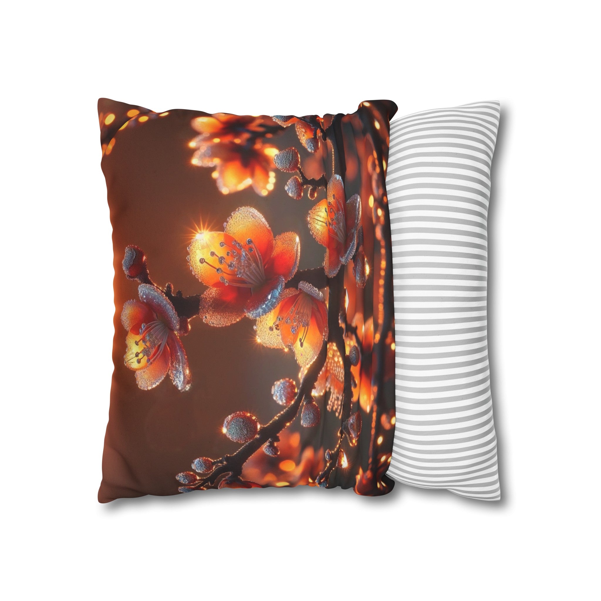 Orange diamond flowers (1) - Suede Square Pillowcase