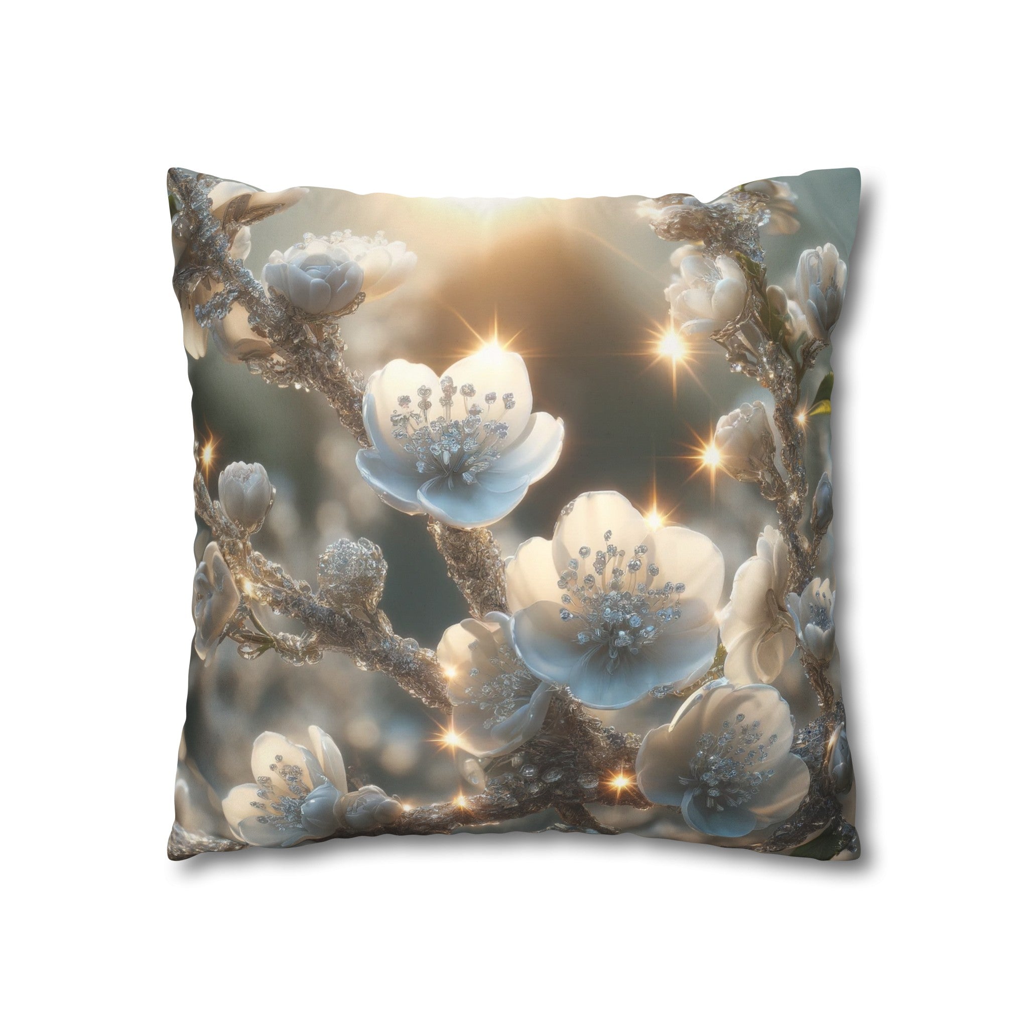 White, diamond flowers (1) - Suede Square Pillowcase