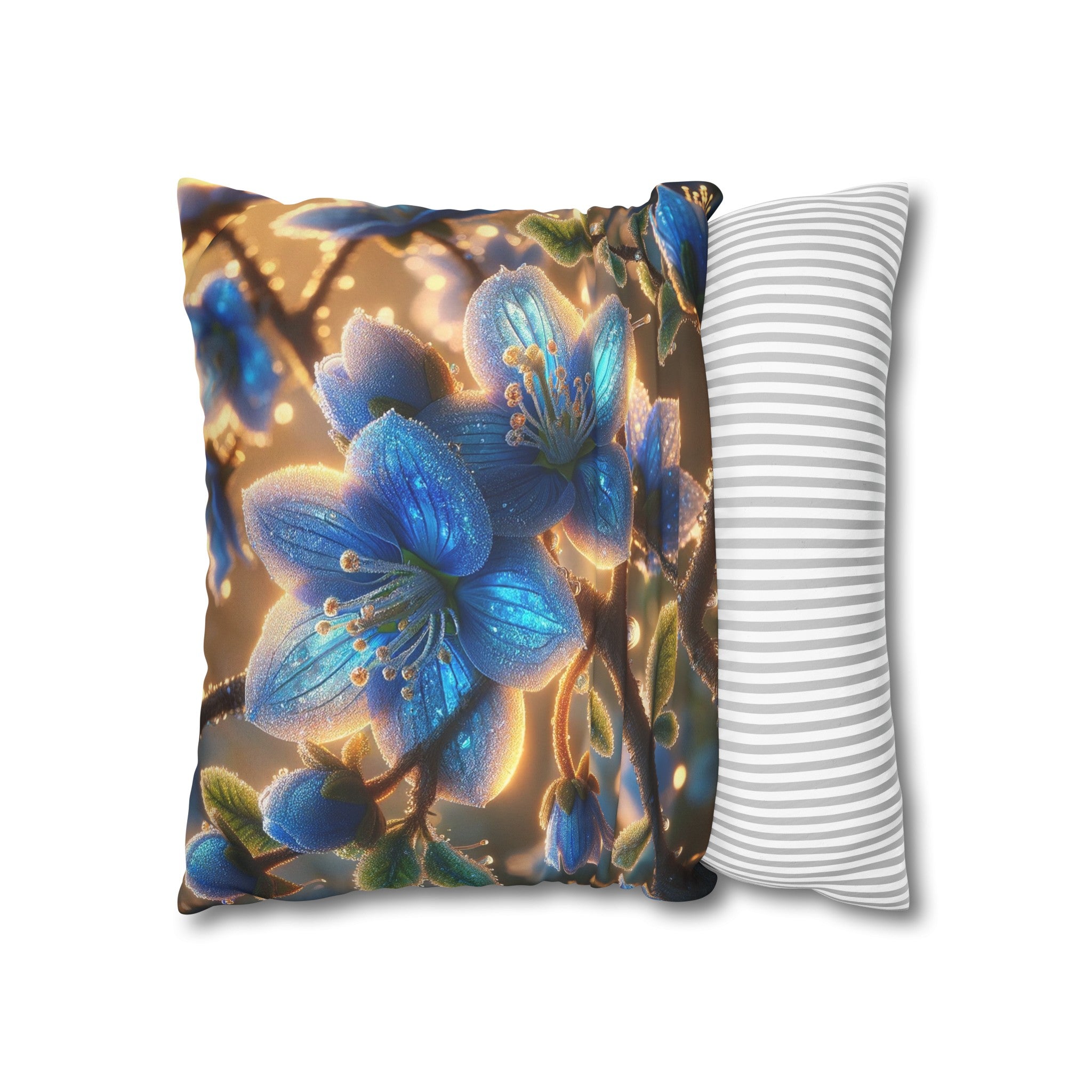 Blue, diamond flowers (3) - Suede Square Pillowcase