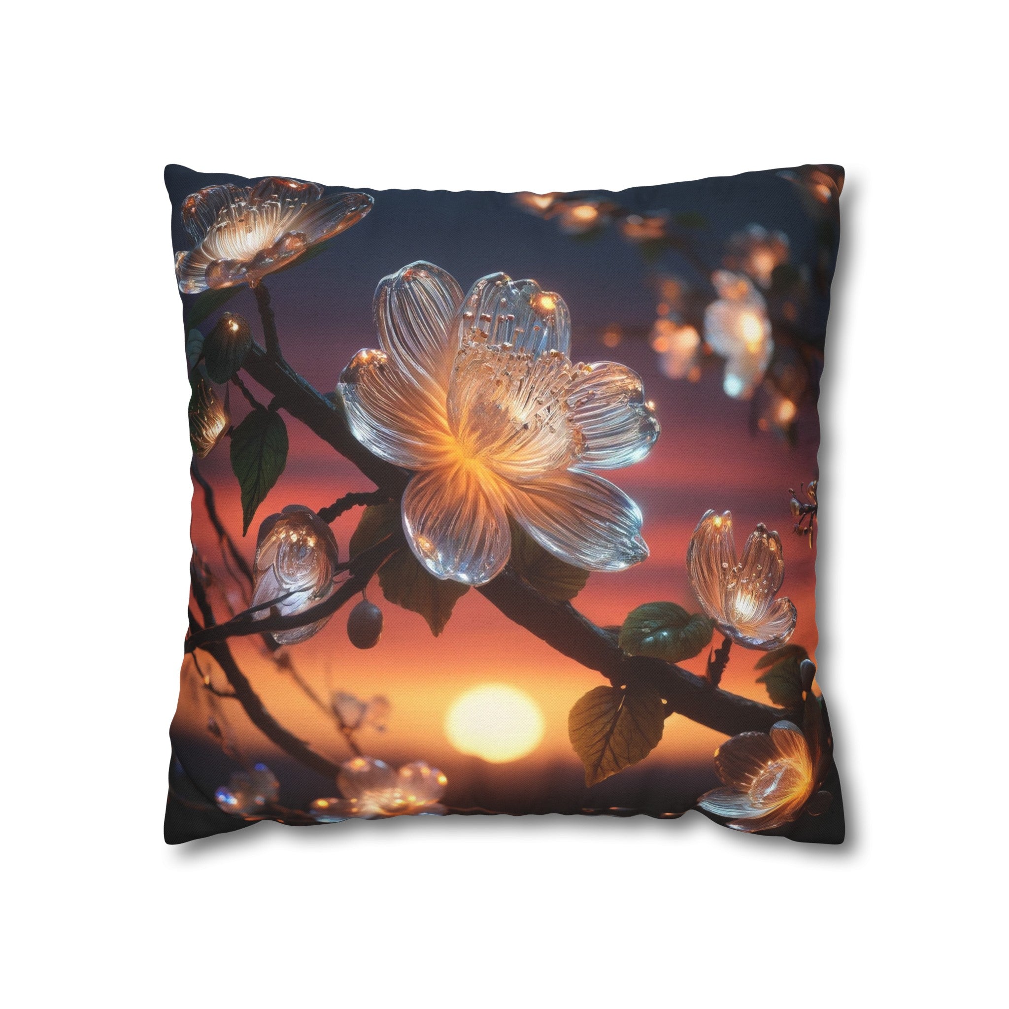 White diamond flowers (4) - Polyester Square Pillowcase