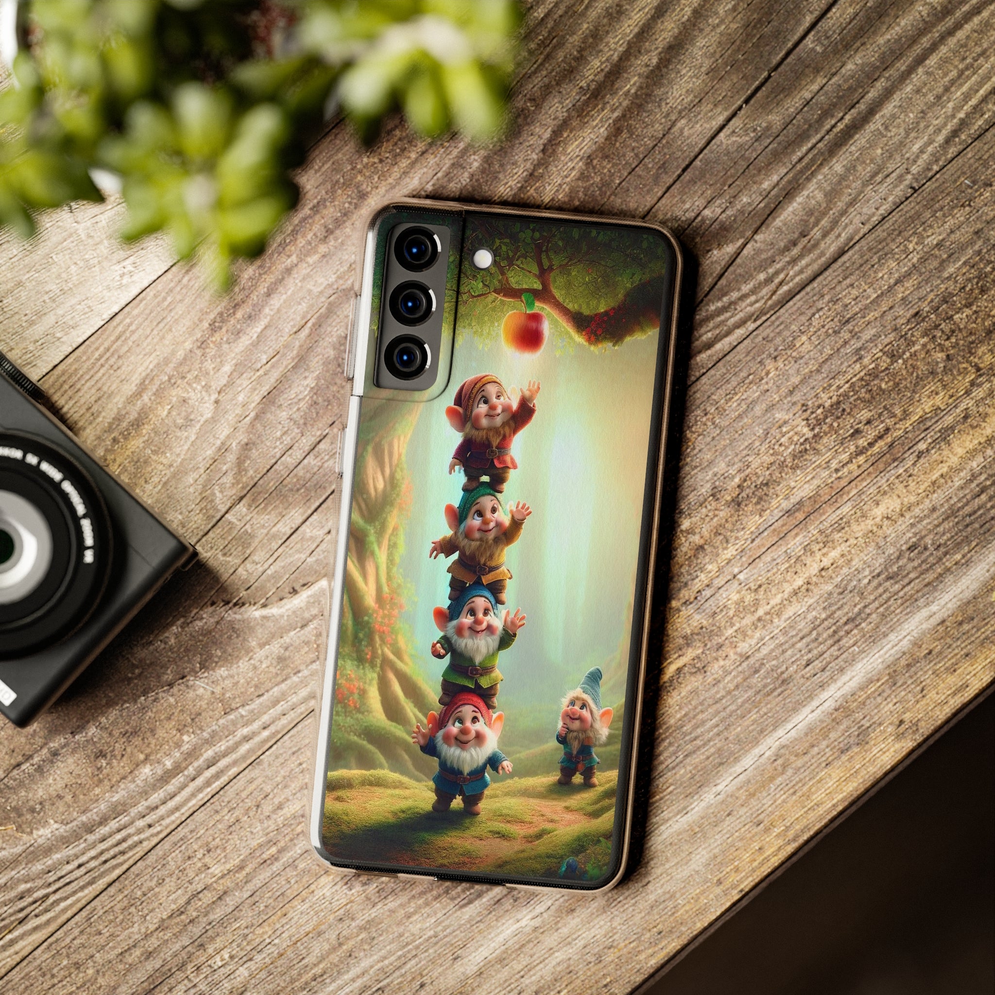 Gnomes reaching an apple - Soft Phone Case