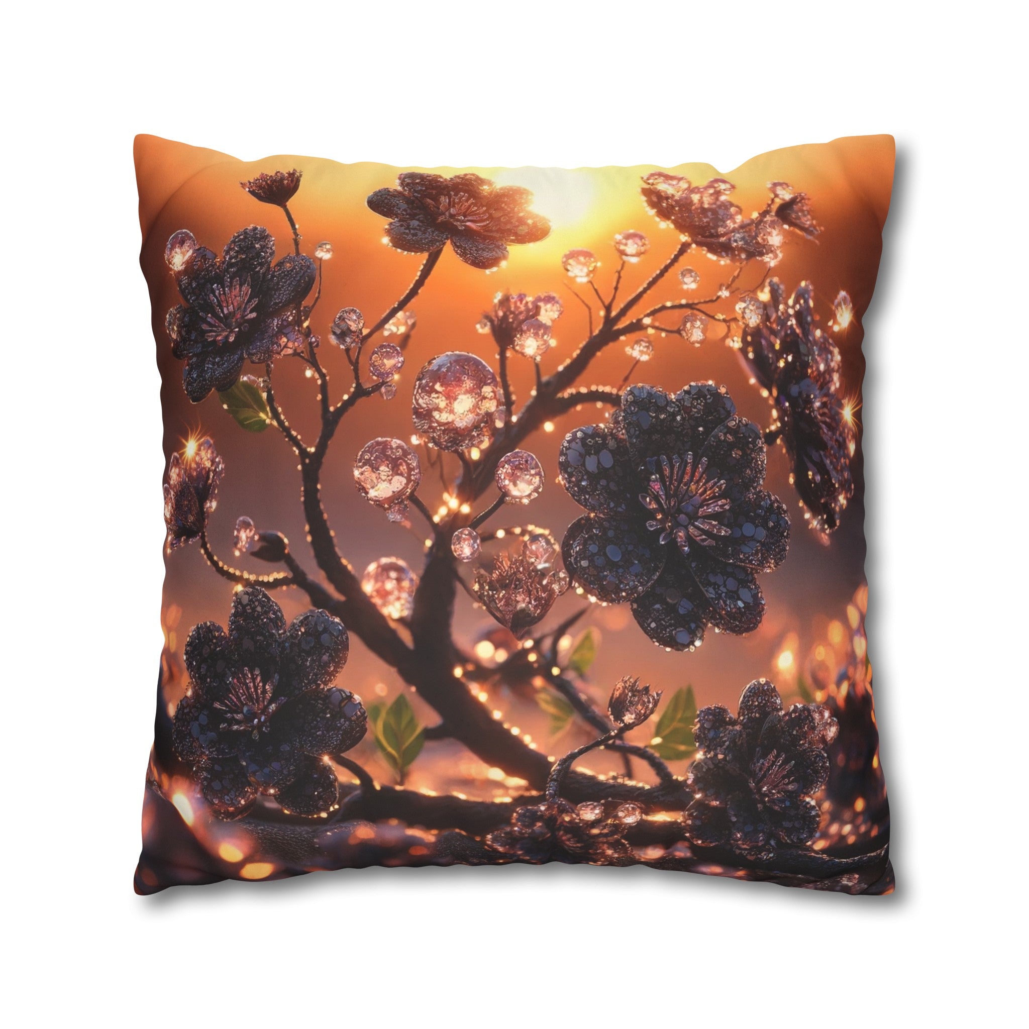 Black diamond flowers (2) - Suede Square Pillowcase