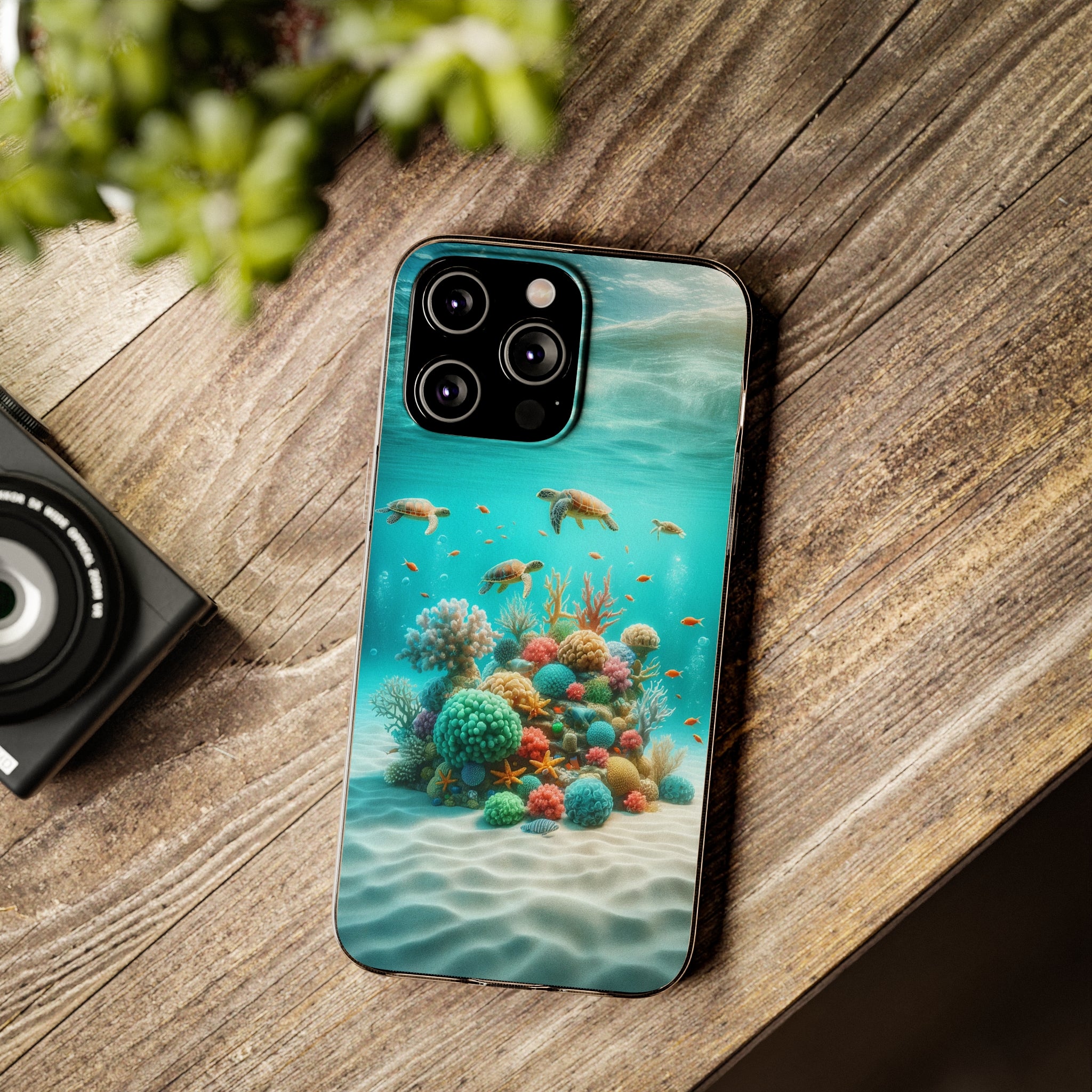 Turtles on coral reef - Soft Phone Case