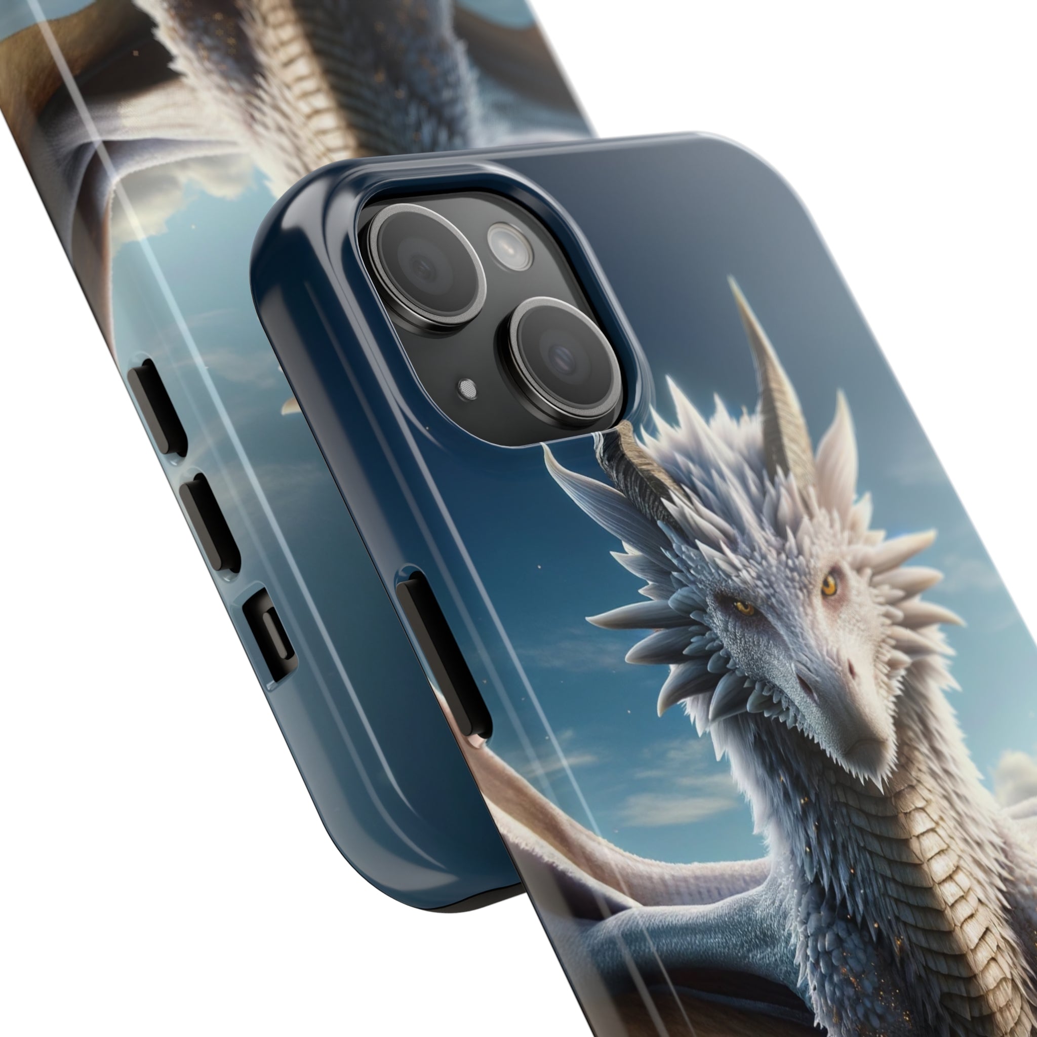 White dragon on a rock - Tough Phone Case