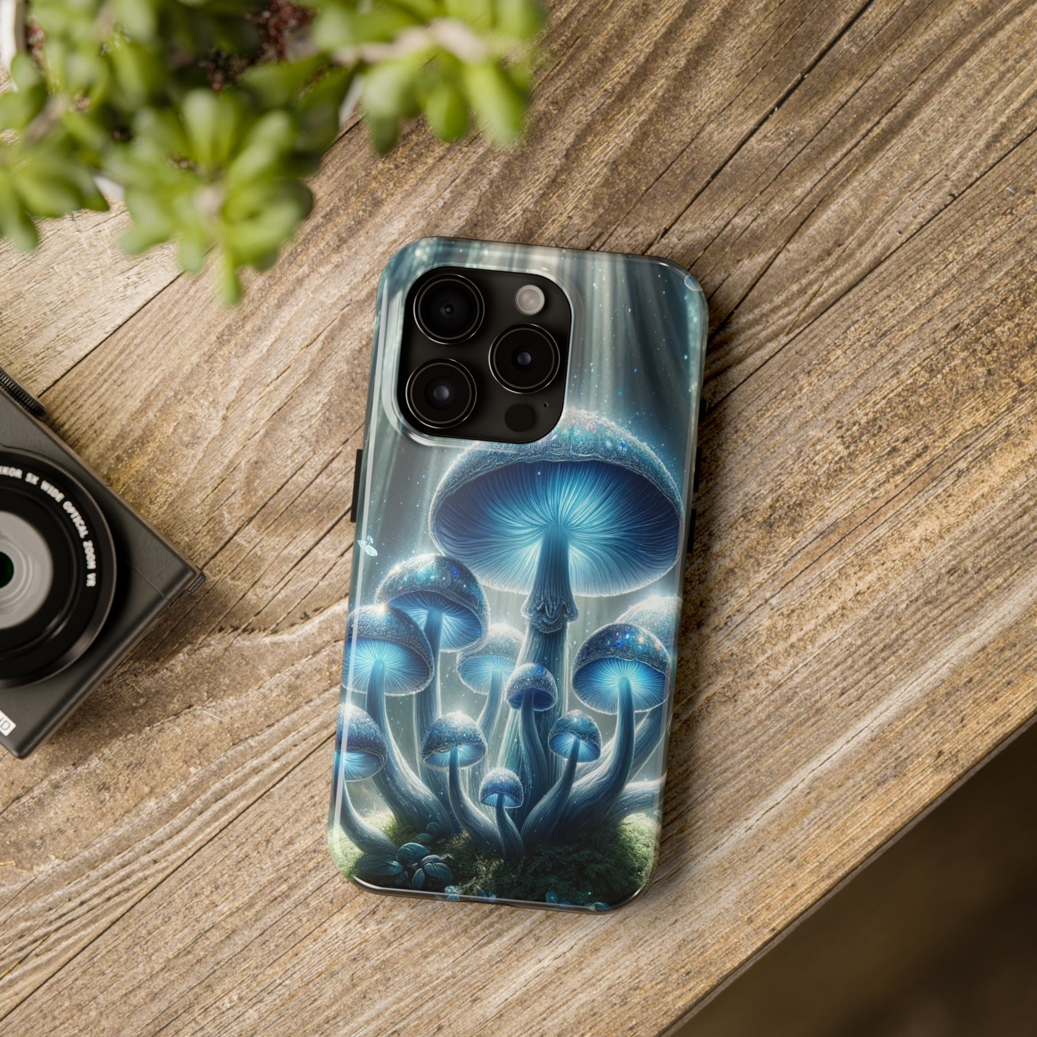 Light blue mushrooms - Tough Phone Case