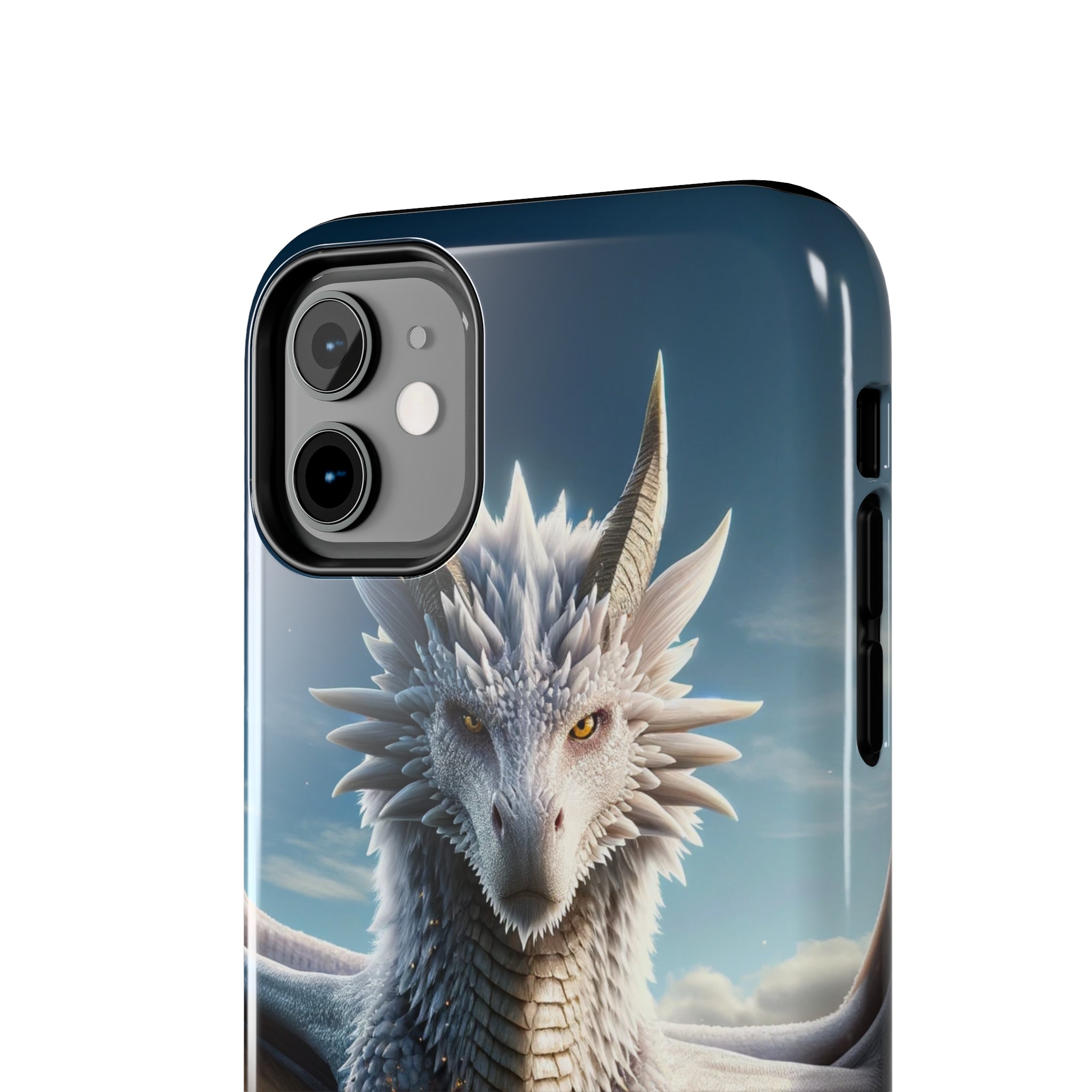 White dragon on a rock - Tough Phone Case