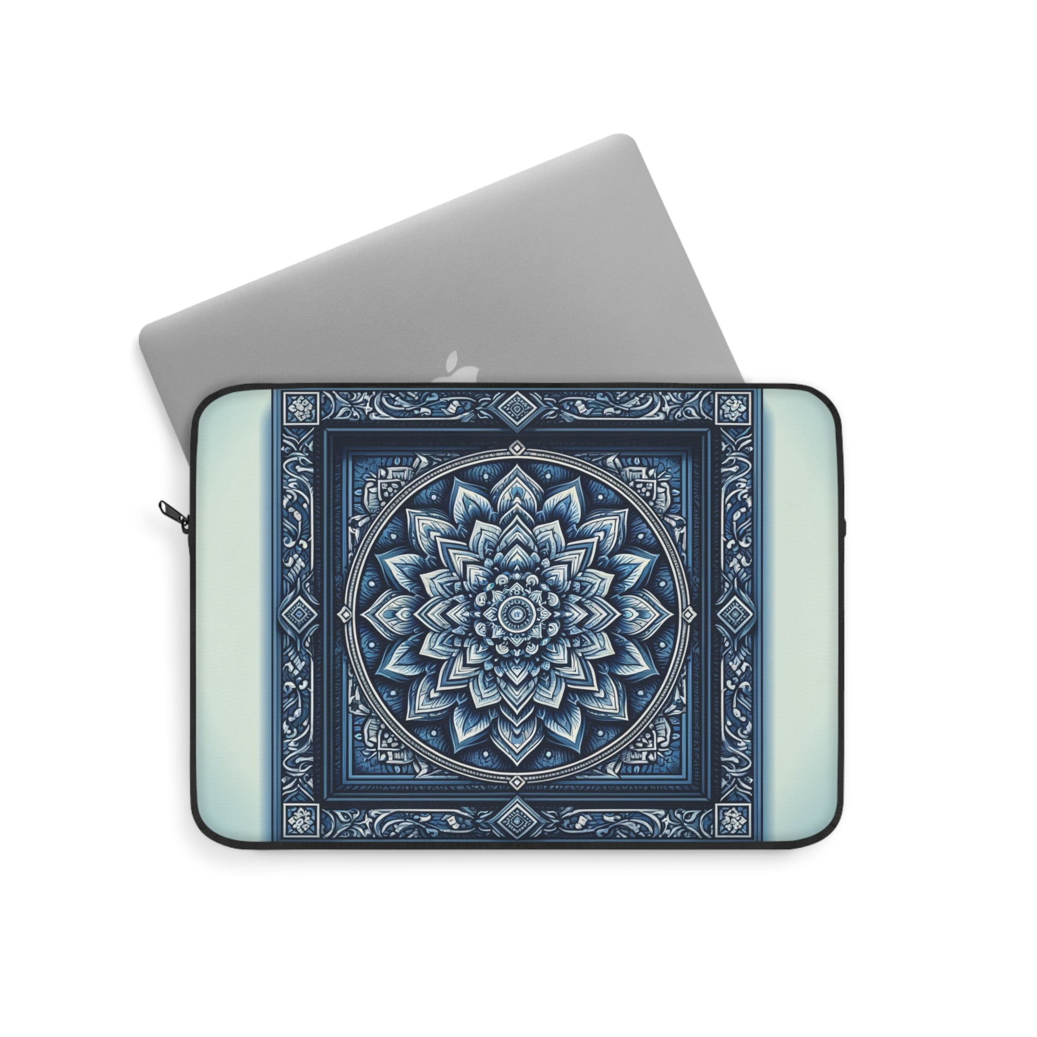 Square, blue and white Mandala - Laptop Sleeve