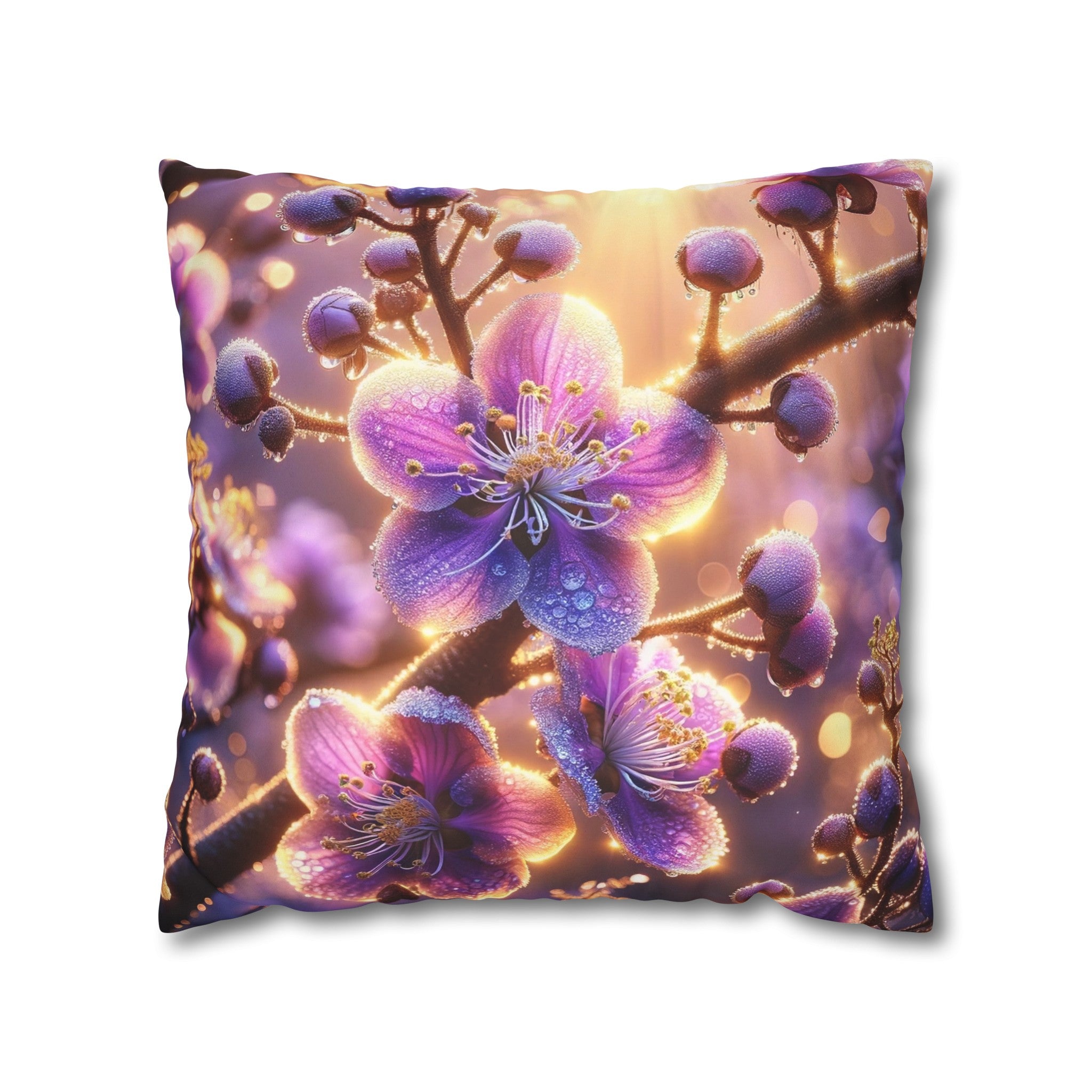 Purple diamond flowers (2) - Suede Square Pillowcase