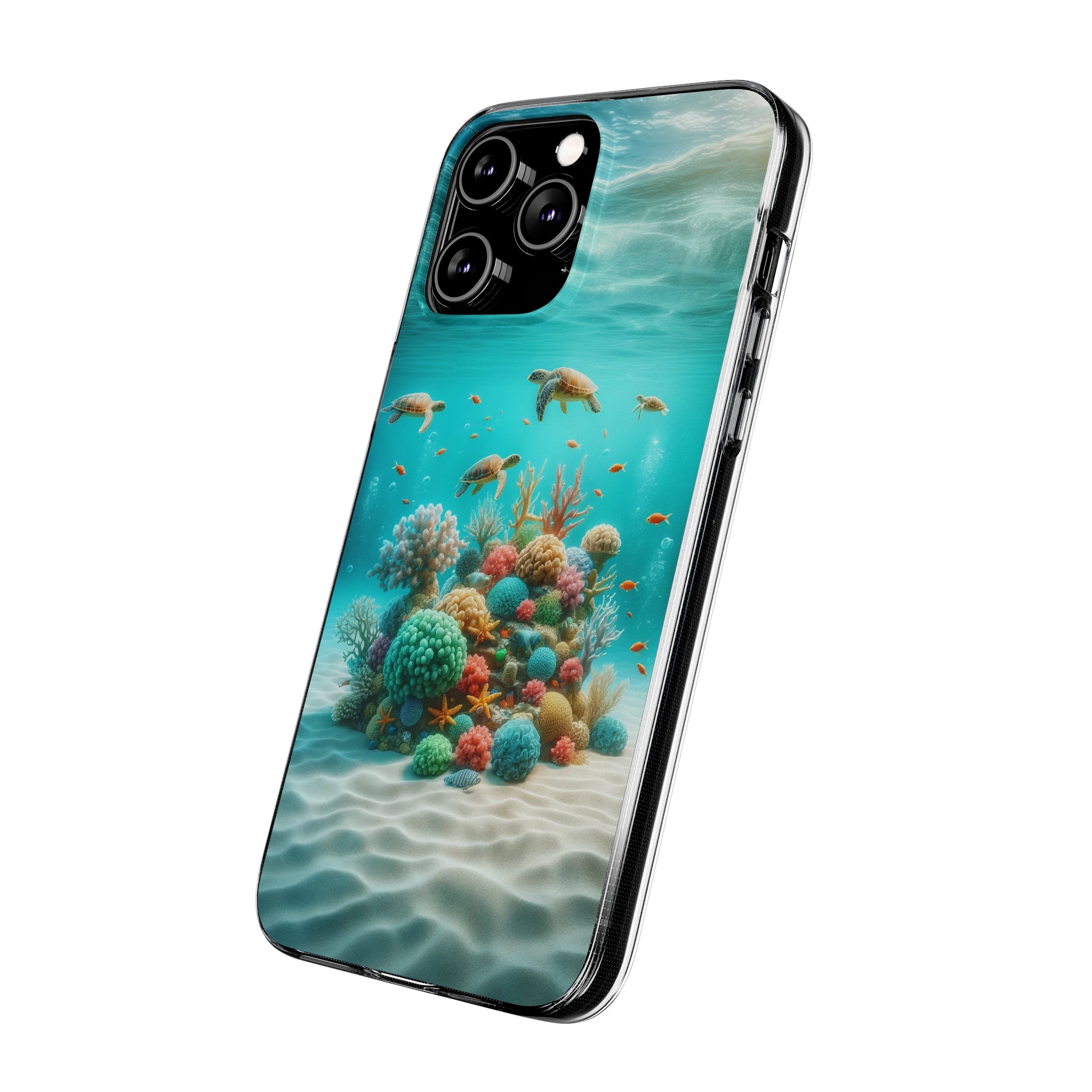 Turtles on coral reef - Soft Phone Case