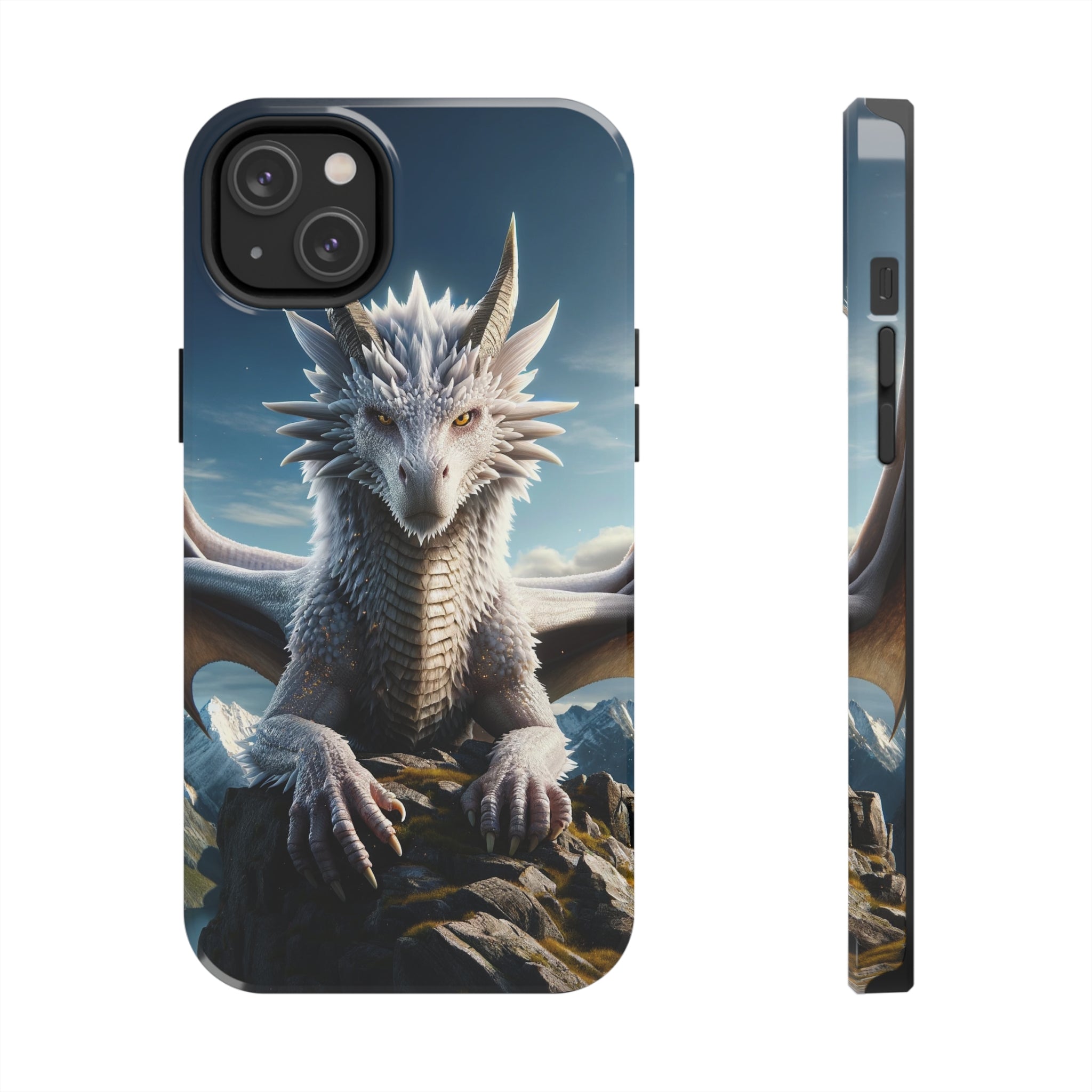 White dragon on a rock - Tough Phone Case