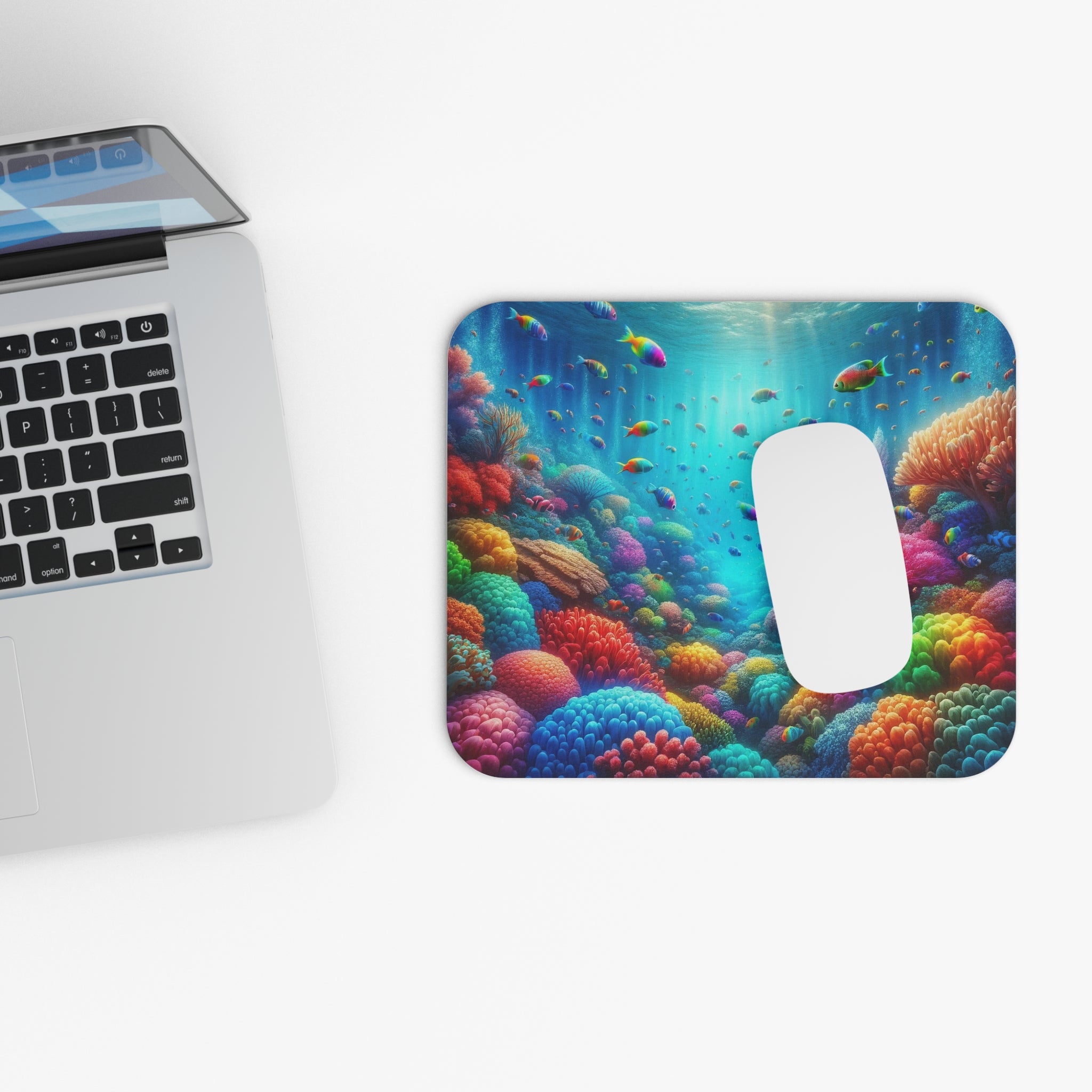 Colourful fish around coral reef - Mouse Pad (Rectangle)