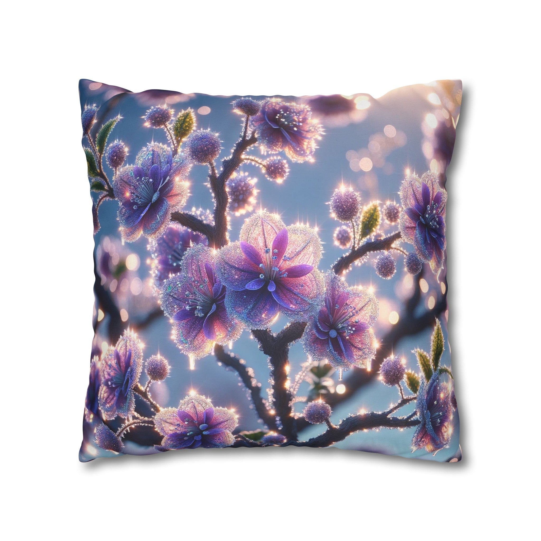 Purple diamond flowers (1) - Suede Square Pillowcase