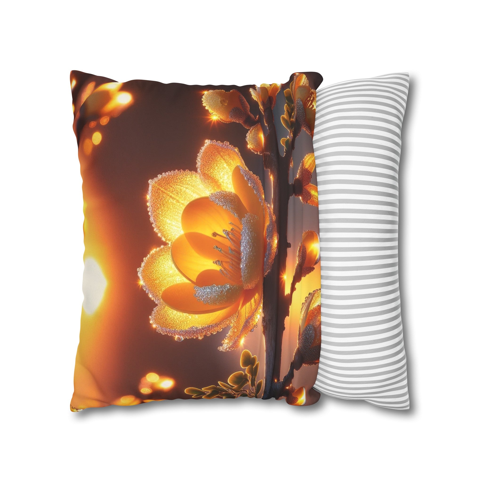 Yellow, diamond flowers (1) - Suede Square Pillowcase