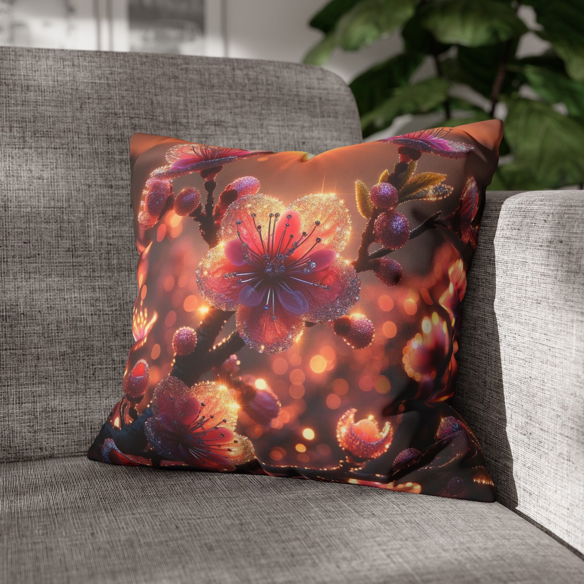 Pink diamond flowers (3) - Suede Square Pillowcase