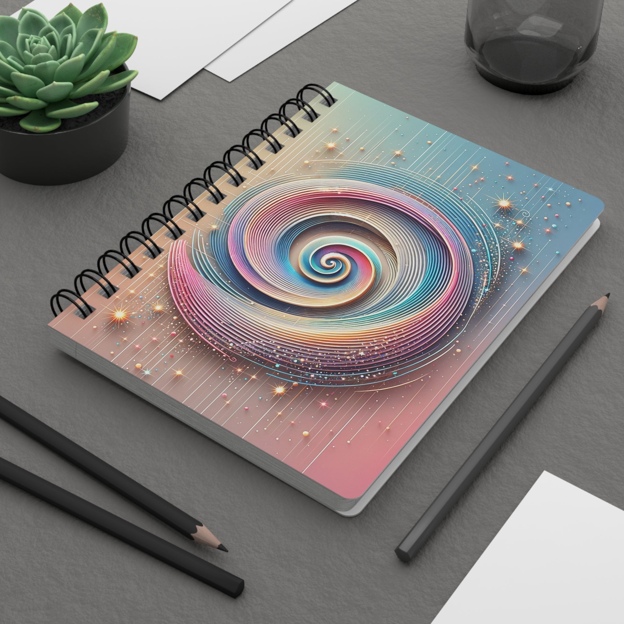 Pink spiral/circle - Spiral Notebook