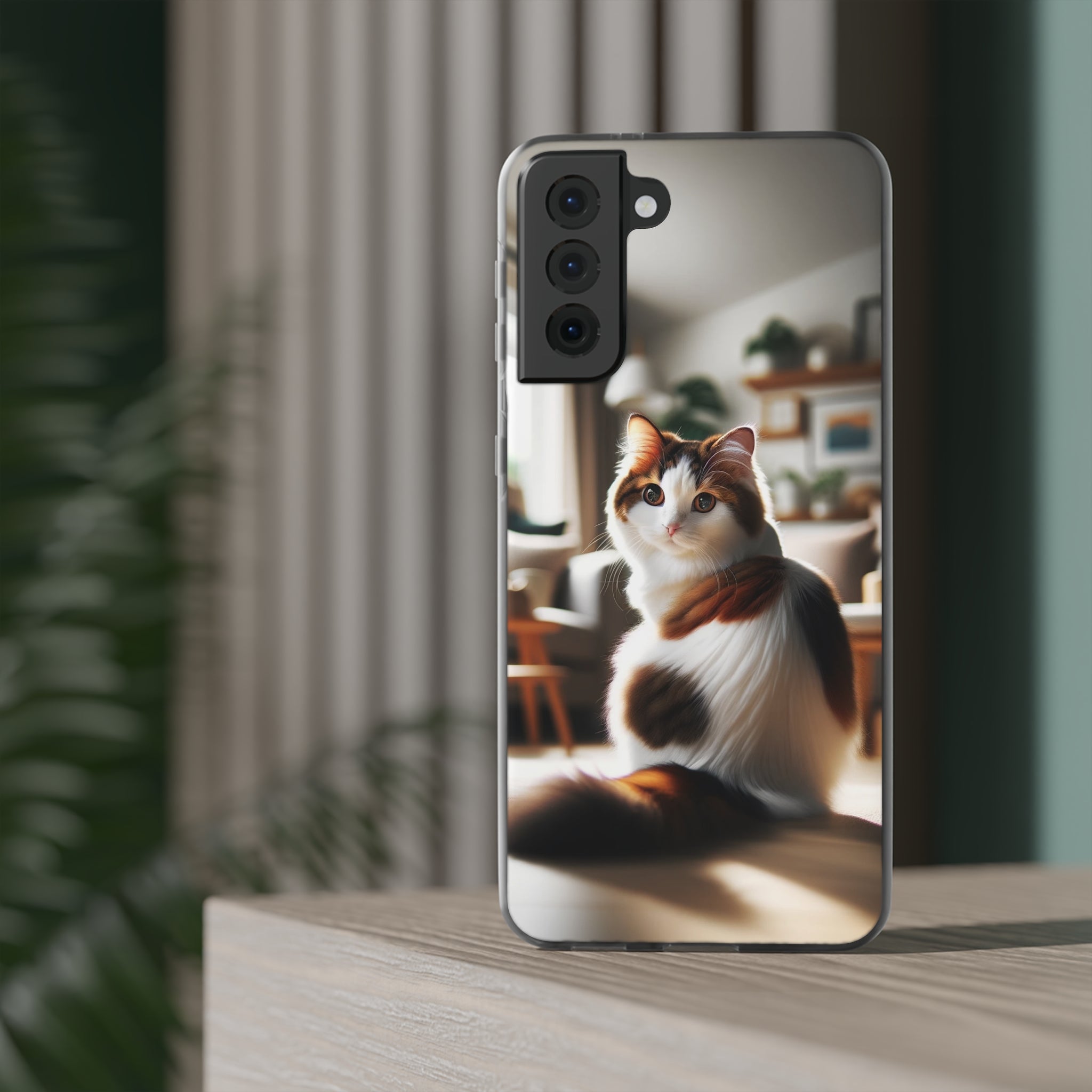 Curious, white-brown cat - Flexi Case (Samsung only)