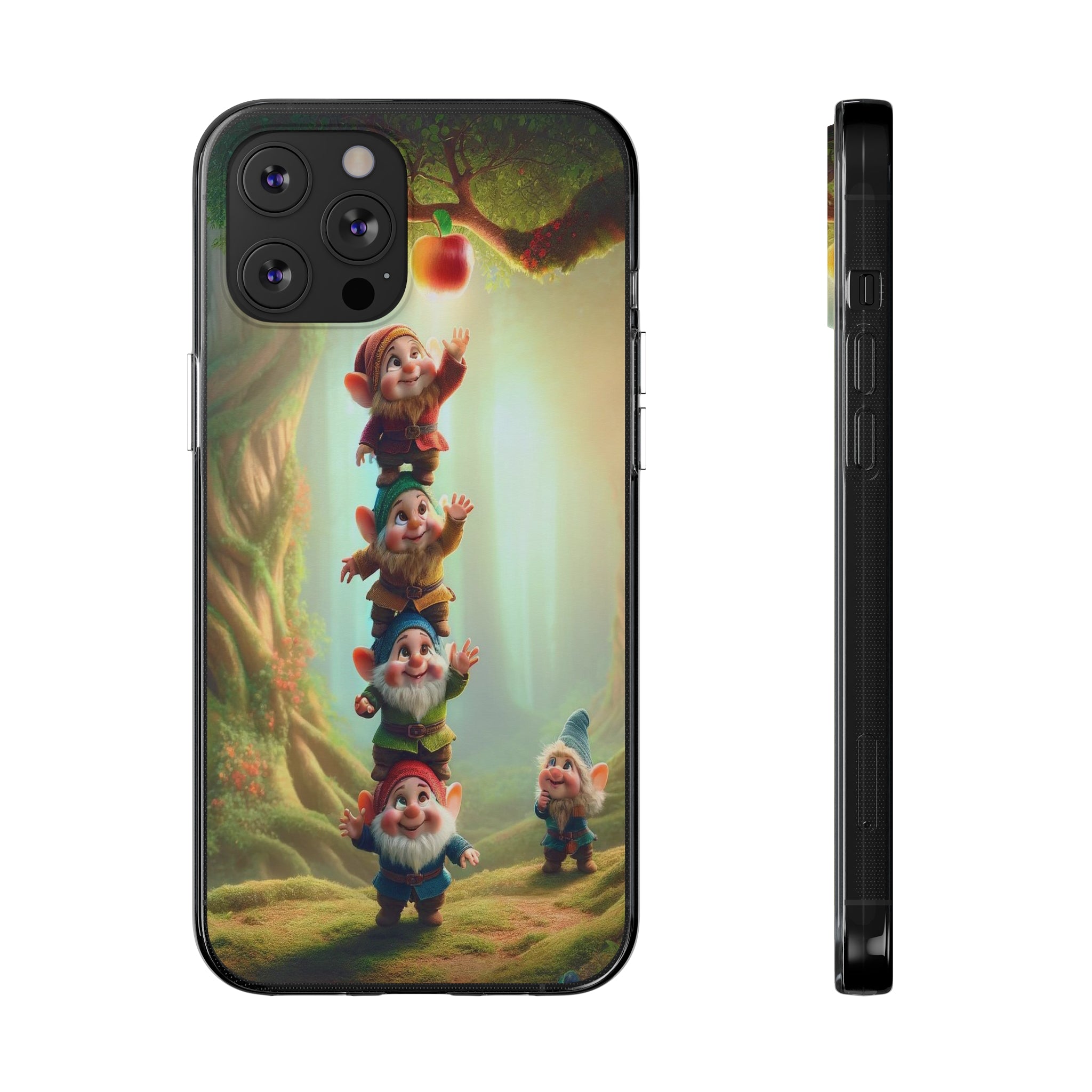 Gnomes reaching an apple - Soft Phone Case