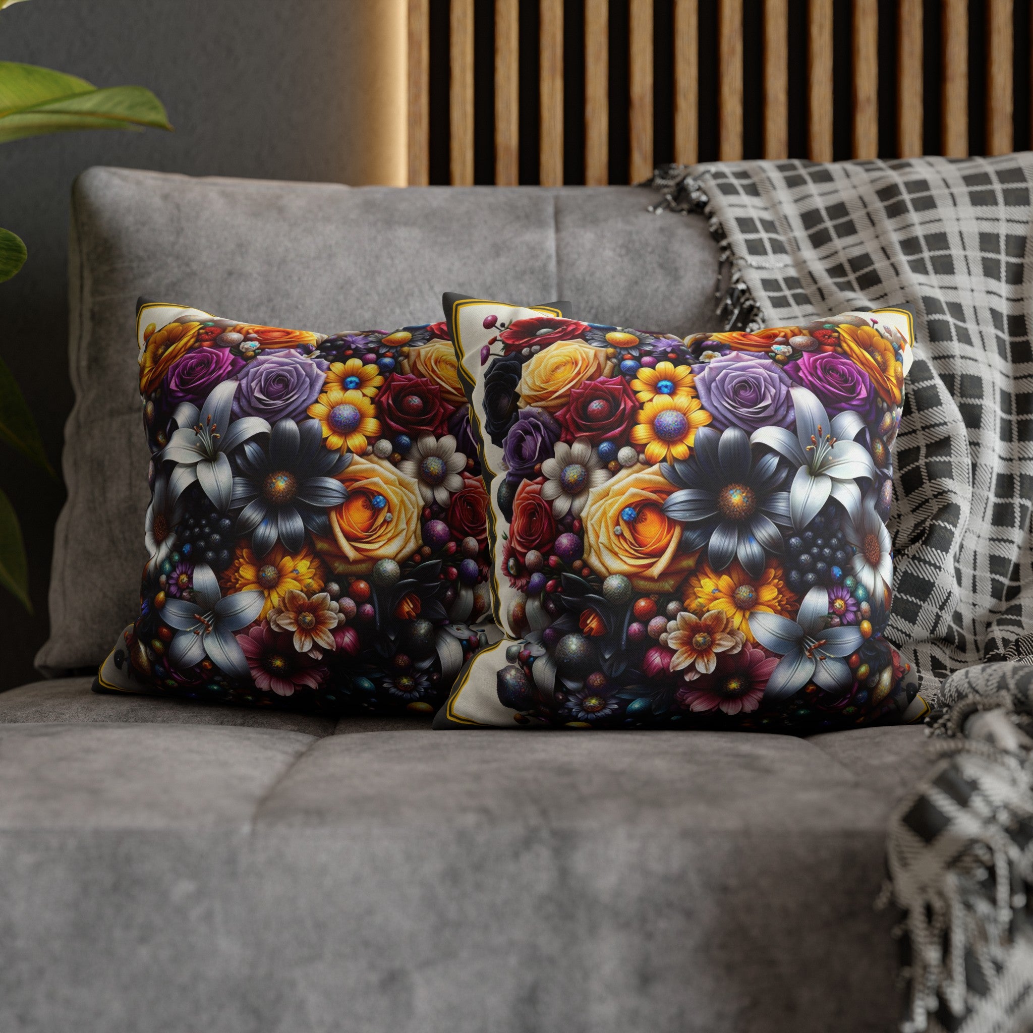 Colourful Bouquet (3) - Polyester Square Pillowcase