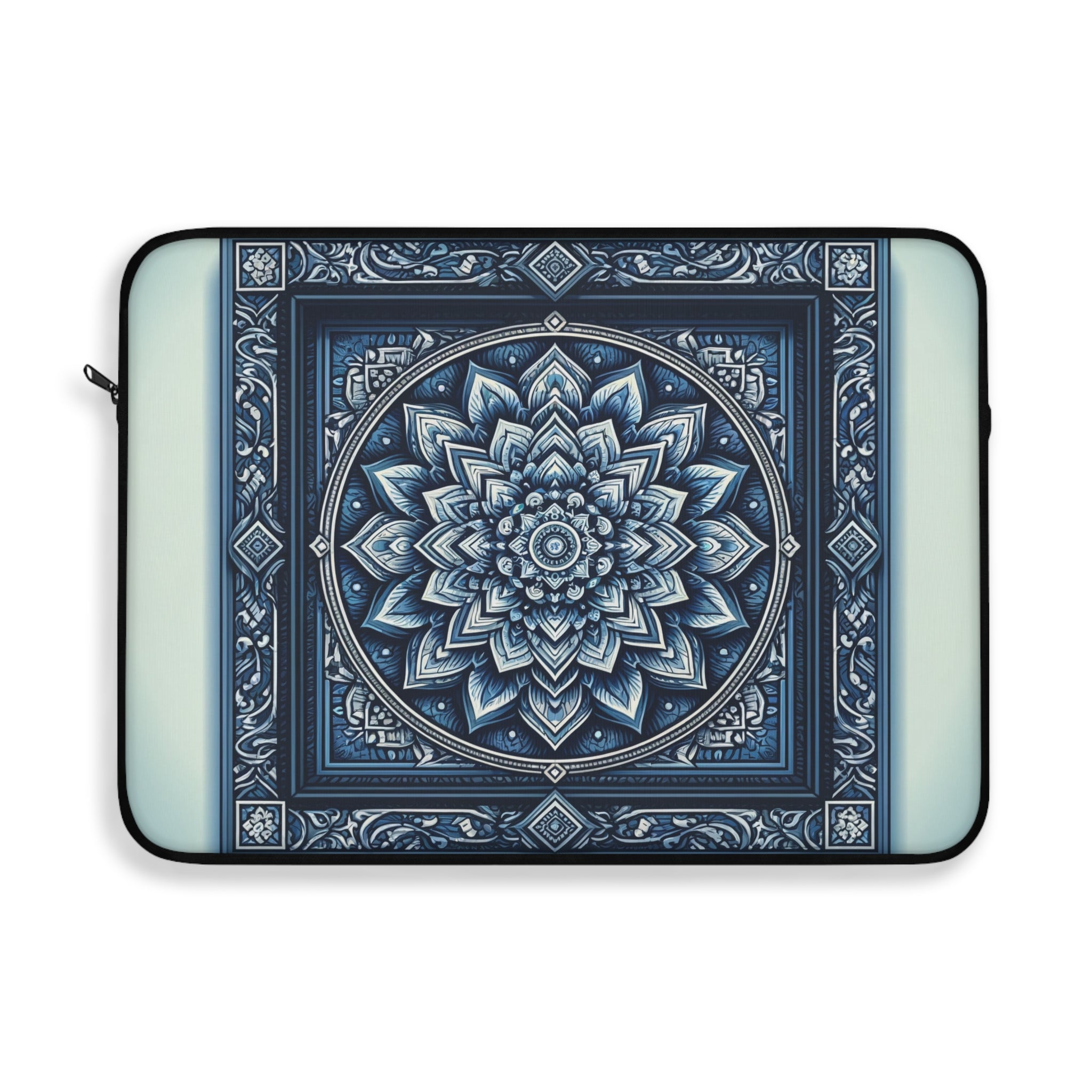 Square, blue and white Mandala - Laptop Sleeve