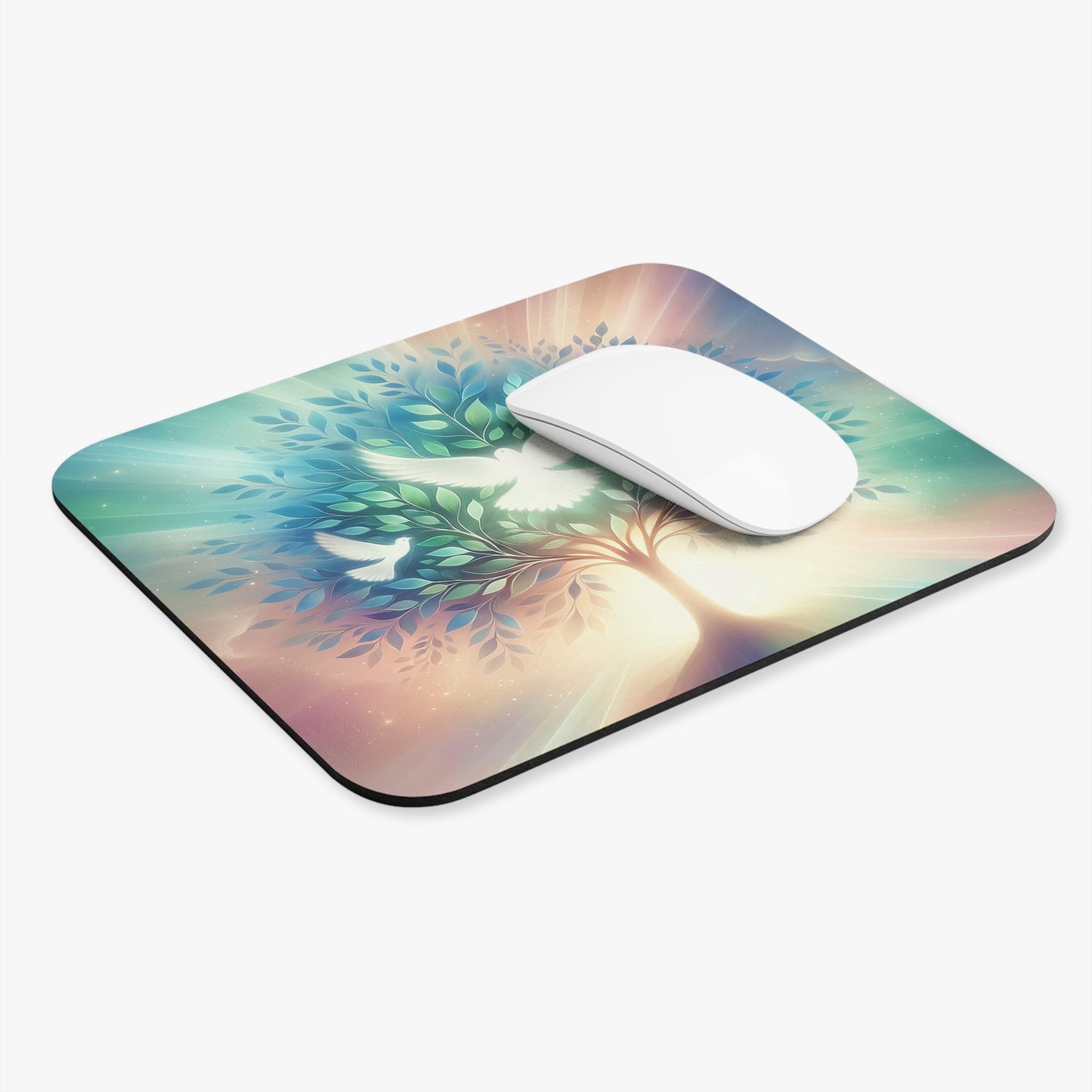 Tree with white doves - Mouse Pad (Rectangle)