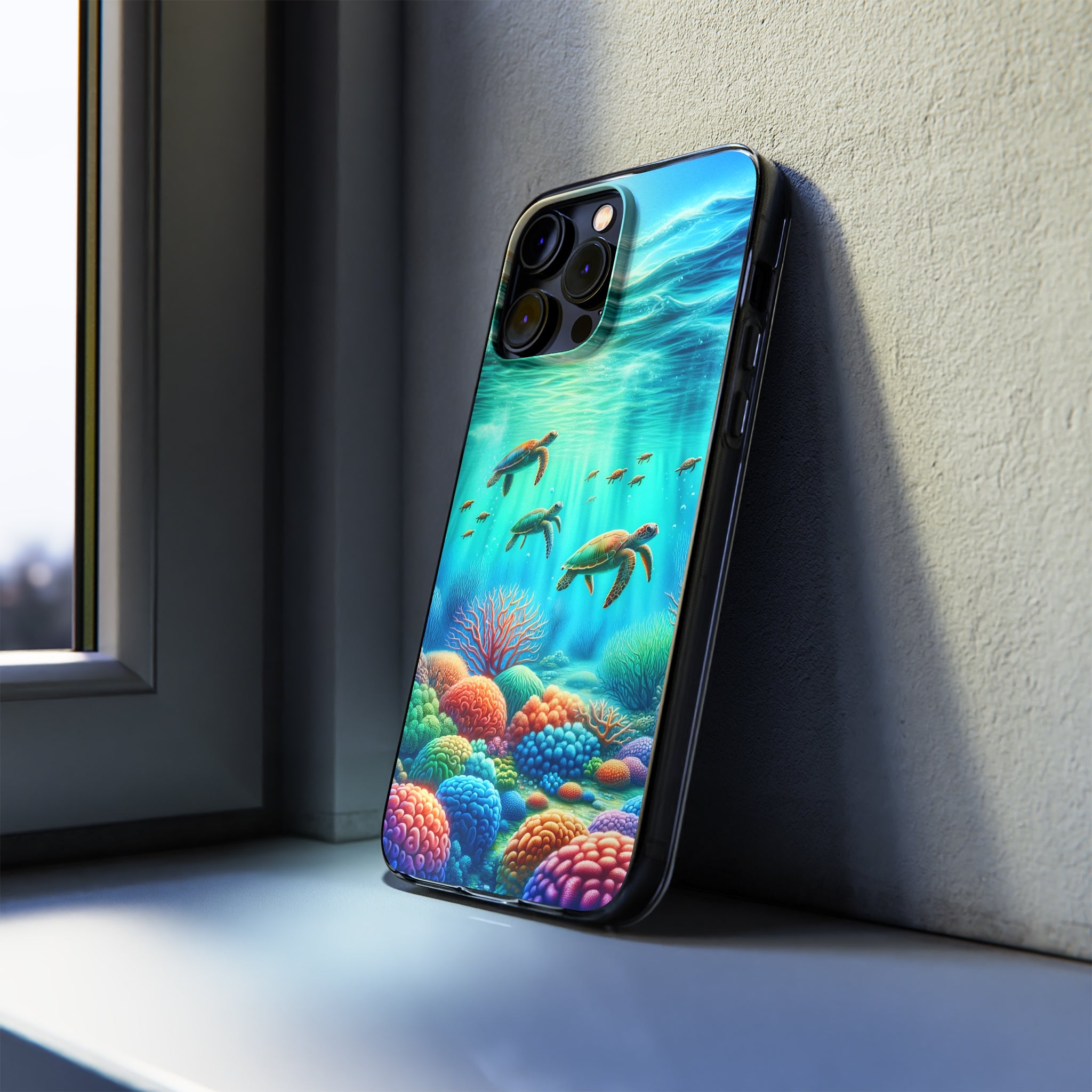 Turtles and coral reef - Soft Phone Case